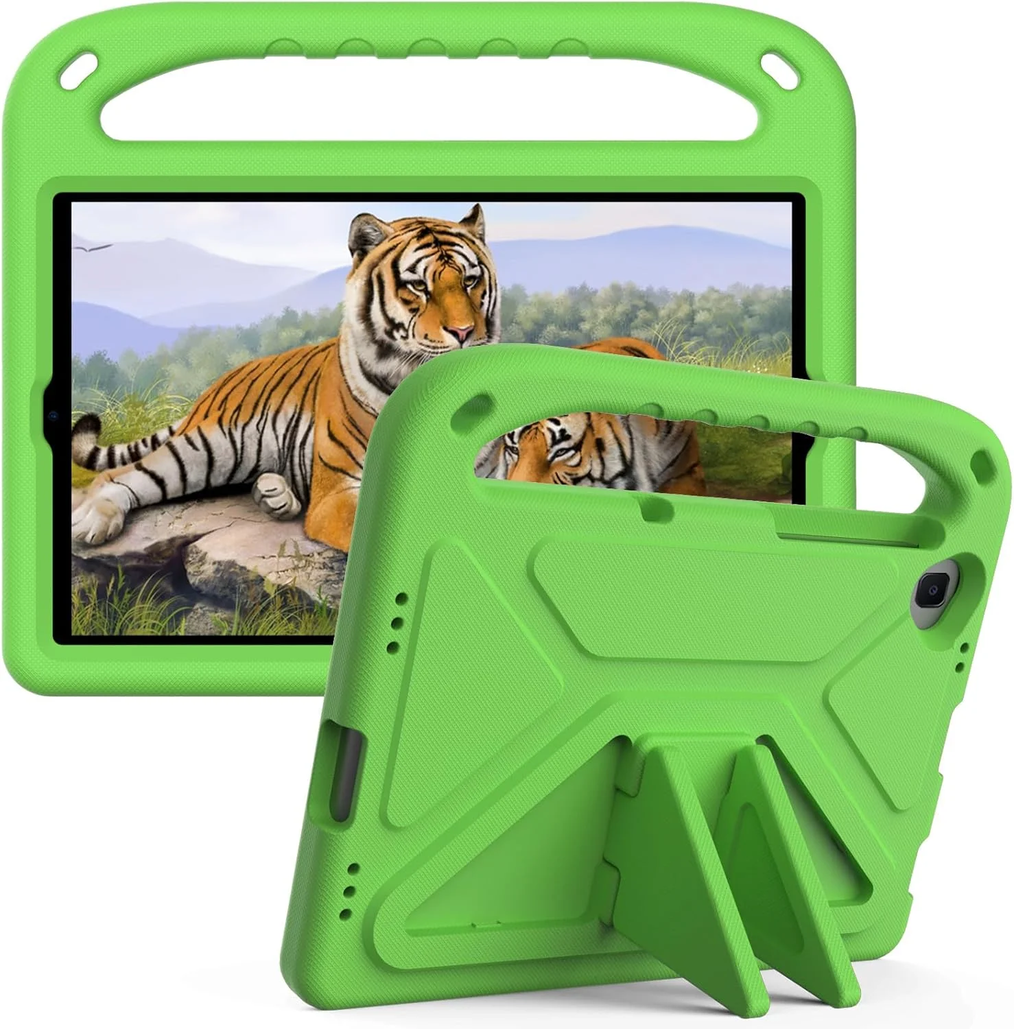 کیف تبلت EabHulie برای سامسونگ گلکسی تب A 10.1 2019 SM-T510/T515، سبک وزن، EVA، ضد ضربه، دارای دسته و پایه، محافظ کودکانه، سبز