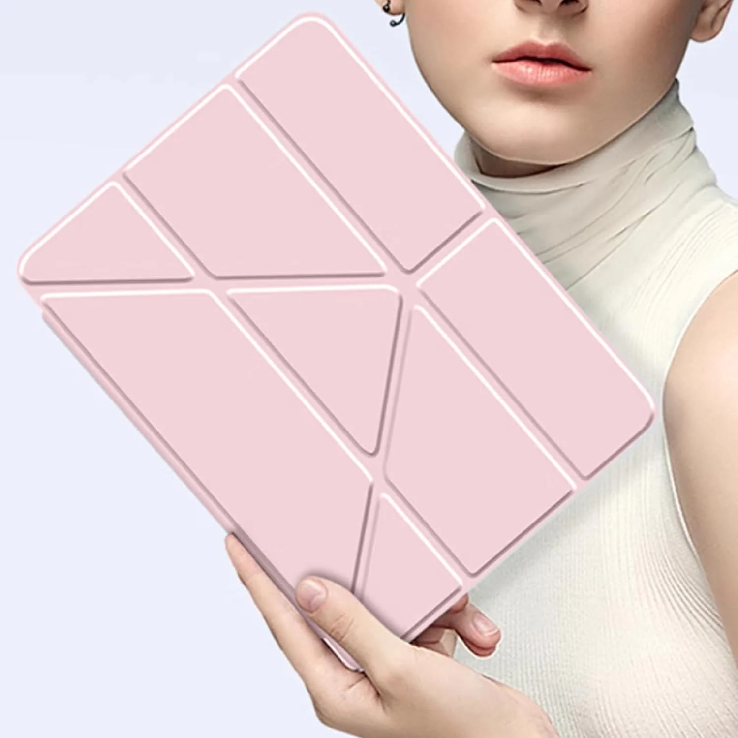 کاور EspZanthic برای آیپد ایر ۱۱ اینچ M3/M2 (۲۰۲۵/۲۰۲۴) / آیپد نسل ۵/۴ ۱۰.۹ اینچ، ۶-در-۱ زوایای دید چندگانه، کاور پشتی شفاف با نگهدارنده قلم، پشتیبانی از قلم پرو/USB-C