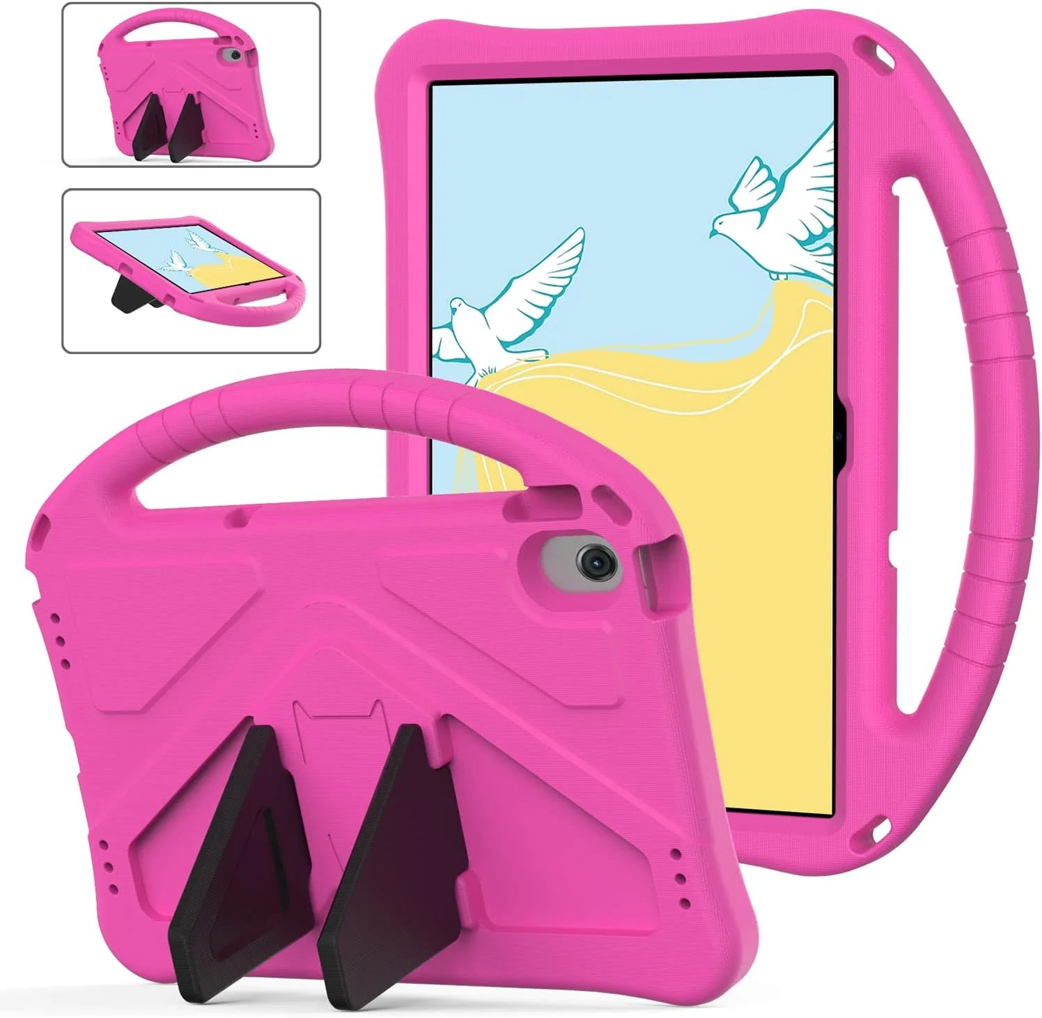 قاب محافظ تبلت هوآوی MatePad Pro 10.8 2019 2021، مناسب کودکان، بادوام، سبک وزن، دارای دسته و استند، ضد ضربه - صورتی جیغ