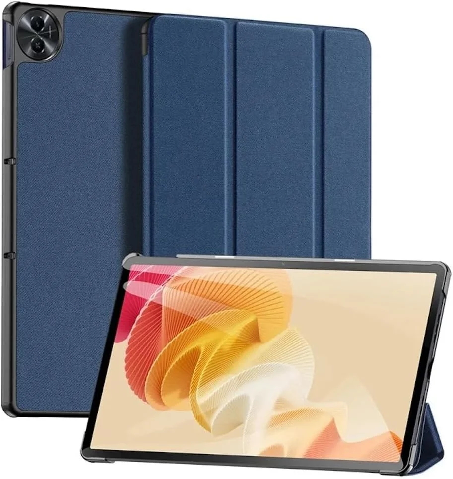 کاور سری Domo DUX DUCIS برای تبلت OPPO Realme Pad 2 11.5 اینچ – جلد سه تایی چرمی PU با قابلیت بیدار/خواب خودکار و عملکرد استند – آبی