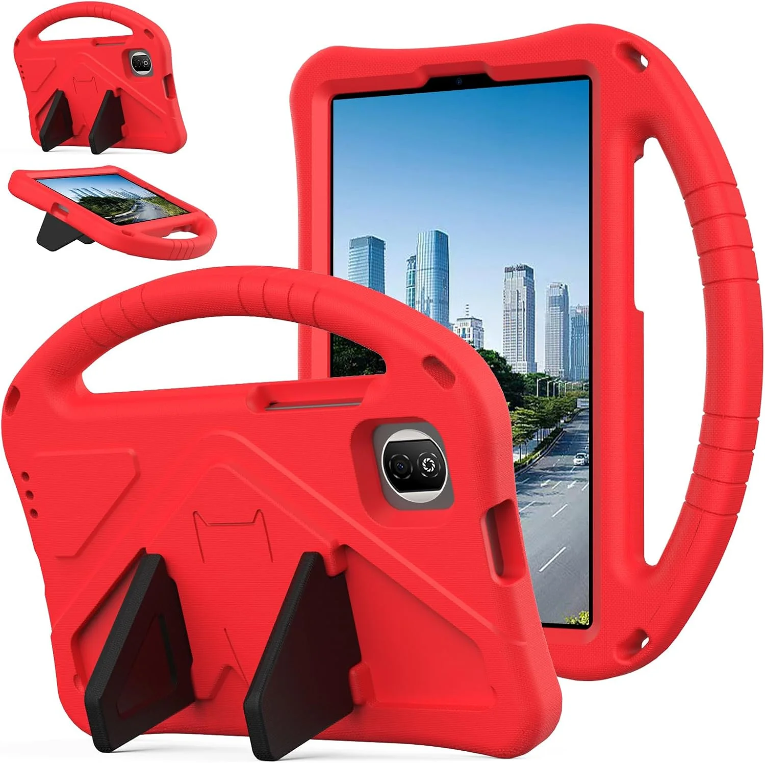 قاب محافظ تبلت آنر پد X7 8.7 اینچی EabHulie، مناسب کودکان، بادوام، سبک وزن، دارای دستگیره و پایه، ضد ضربه، رنگ قرمز