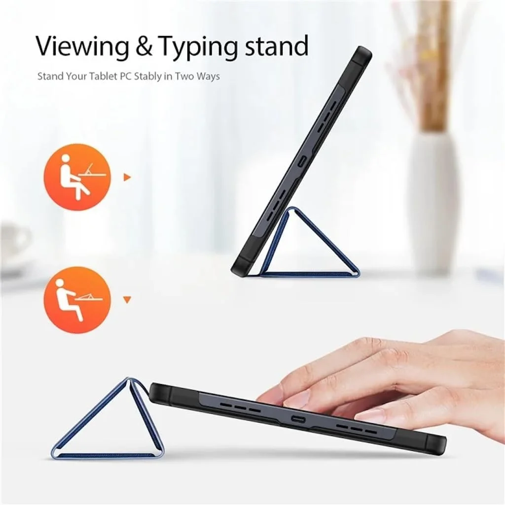 کاور سری Domo DUX DUCIS برای تبلت OPPO Realme Pad 2 11.5 اینچ – جلد سه تایی چرمی PU با قابلیت بیدار/خواب خودکار و عملکرد استند – آبی