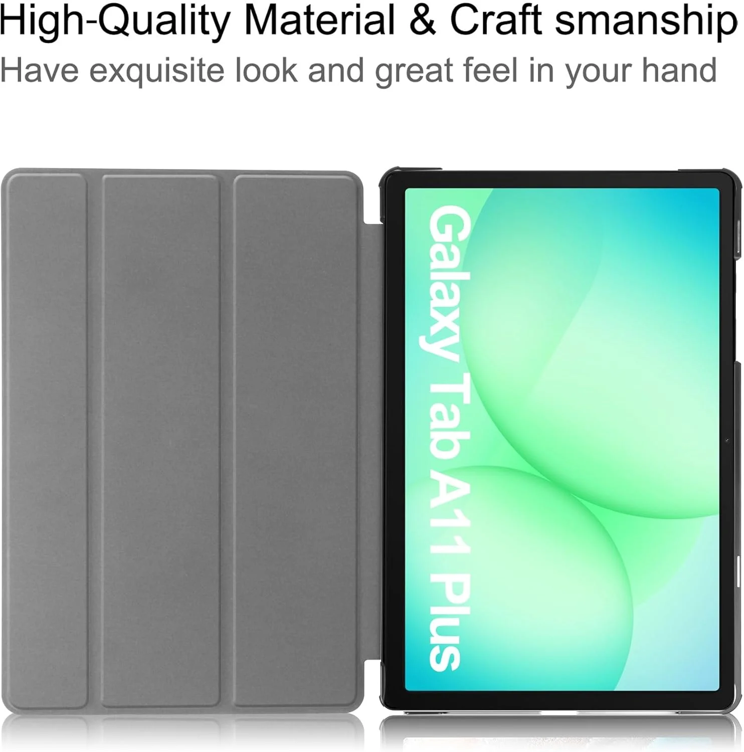 کاور تبلت سامسونگ گلکسی تب A11 پلاس 11 اینچ مدل 2025، کیف چرمی PU سه تایی سبک وزن با قاب PC سخت، محافظ ضد ضربه (گرافیتی)