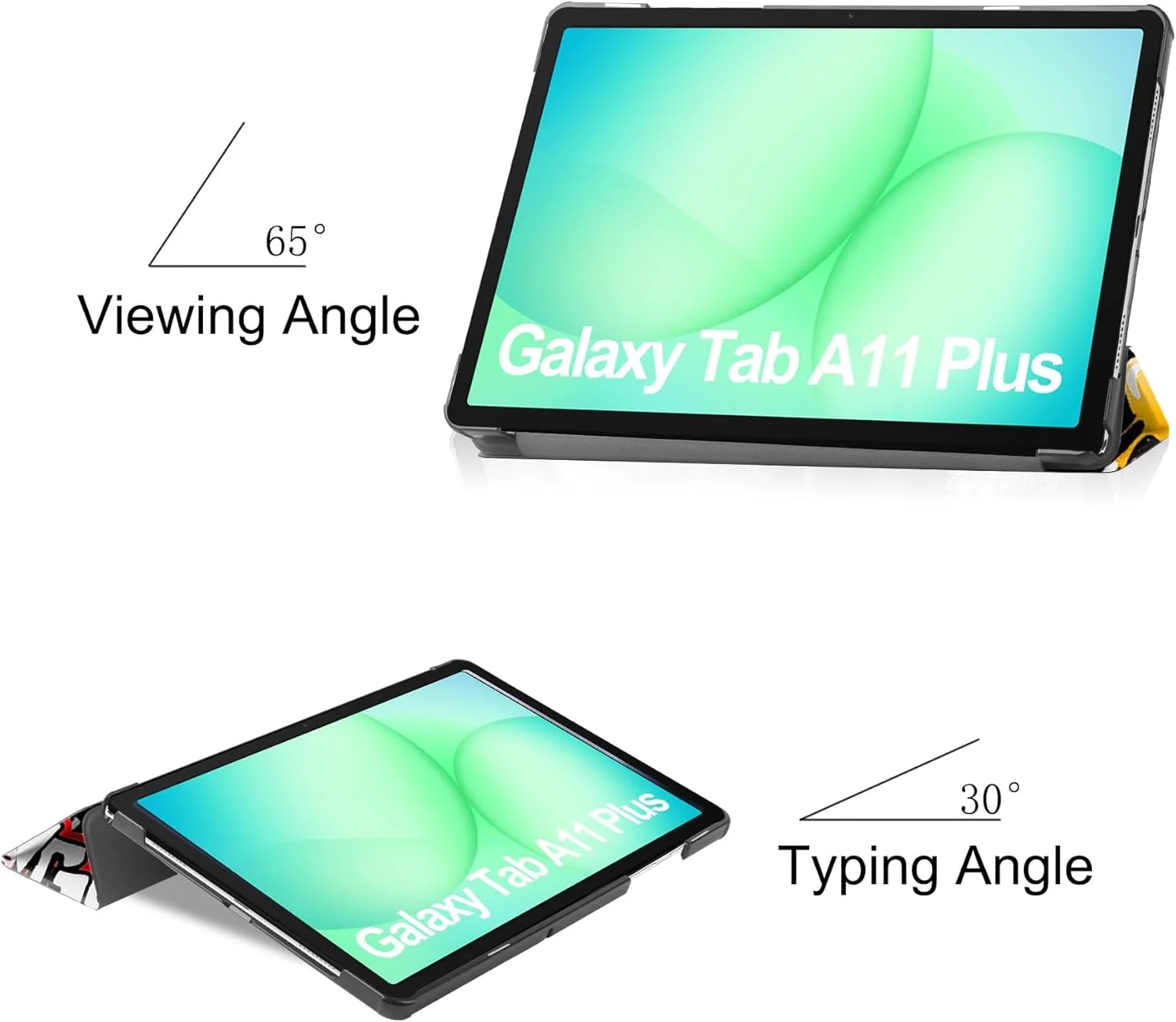کاور تبلت سامسونگ گلکسی تب A11 پلاس 11 اینچ مدل 2025، کیف چرمی PU سه تایی سبک وزن با قاب PC سخت، محافظ ضد ضربه (گرافیتی)