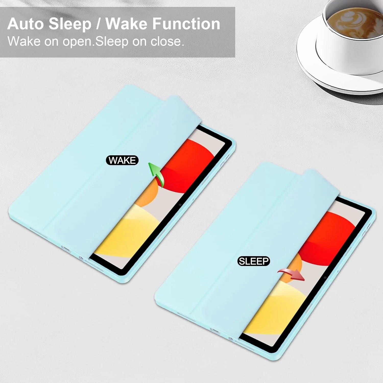 کیف باریک تبلت سازگار با شیائومی ردمی پد SE 11 اینچ 2023 با پشت شفاف و قاب TPU ضد ضربه، پشتیبانی از حالت خواب/بیداری خودکار، محافظت از جای مدادی (آبی آسمانی)