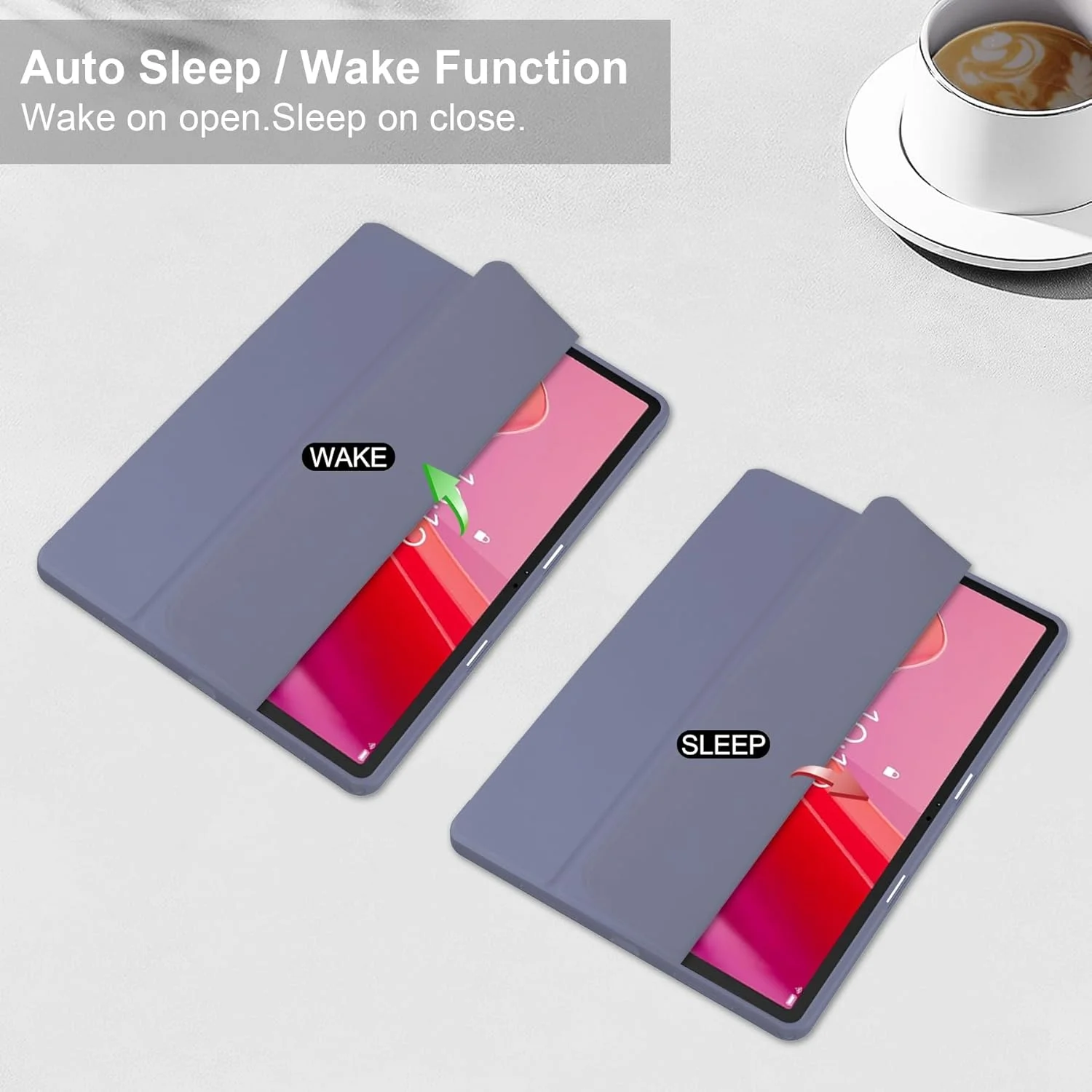 کیف تبلت سازگار با لنوو تب M11 11 اینچ TB-330FU/TB-331FC/Xiaoxin Pad 2024（TB331FC） با پشت شفاف و قاب TPU ضد ضربه، خواب/بیداری خودکار، دارای جای قلم