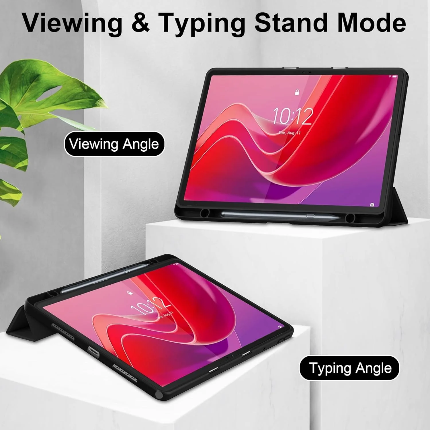 کیف تبلت سازگار با لنوو تب M11 11 اینچ TB-330FU/TB-331FC/Xiaoxin Pad 2024（TB331FC） با پشت شفاف و قاب TPU ضد ضربه، حالت خواب/بیدار خودکار، دارای جای قلم