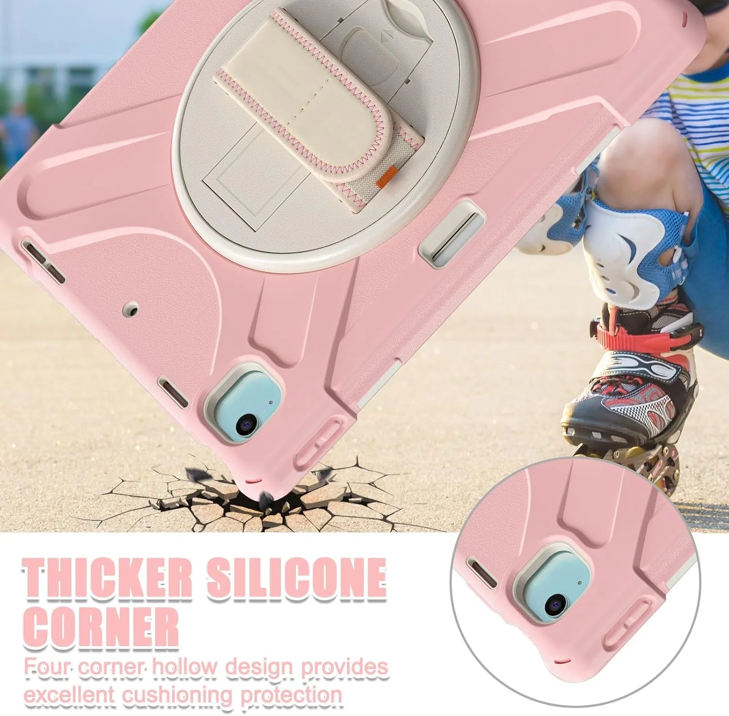 کیف تبلت مناسب برای آیپد ایر ۱۳ اینچ M2 (۲۰۲۴)، کیف مقاوم و بادوام ضد ضربه با نگهدارنده قلم، کیف محافظ با بند شانه ای مناسب برای کودکان، کیف در