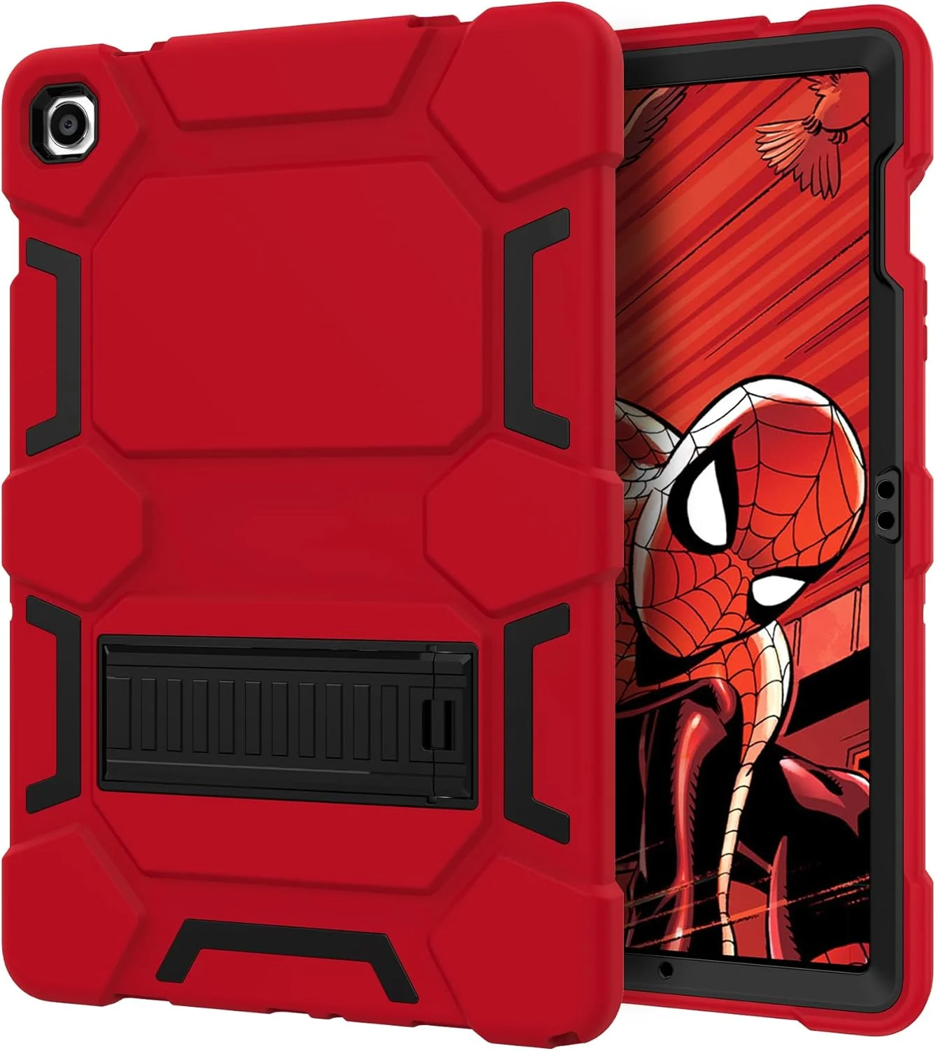 قاب محافظ CCMAO برای تبلت سامسونگ گلکسی تب A9 پلاس 11 اینچ مدل 2023 (SM-X210/X216/X218)، کاور محافظ سه لایه هیبریدی مقاوم در برابر ضربه برای کودکان، پسران و دختران، قرمز + مشکی