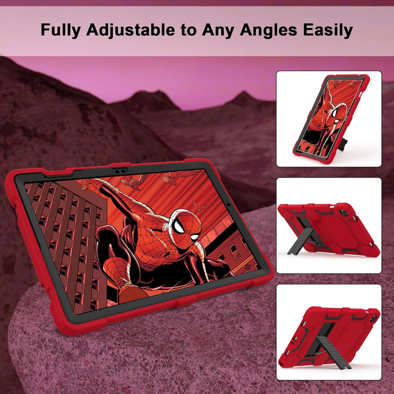 قاب محافظ CCMAO برای تبلت سامسونگ گلکسی تب A9 پلاس 11 اینچ مدل 2023 (SM-X210/X216/X218)، کاور محافظ سه لایه هیبریدی مقاوم در برابر ضربه برای کودکان، پسران و دختران، قرمز + مشکی