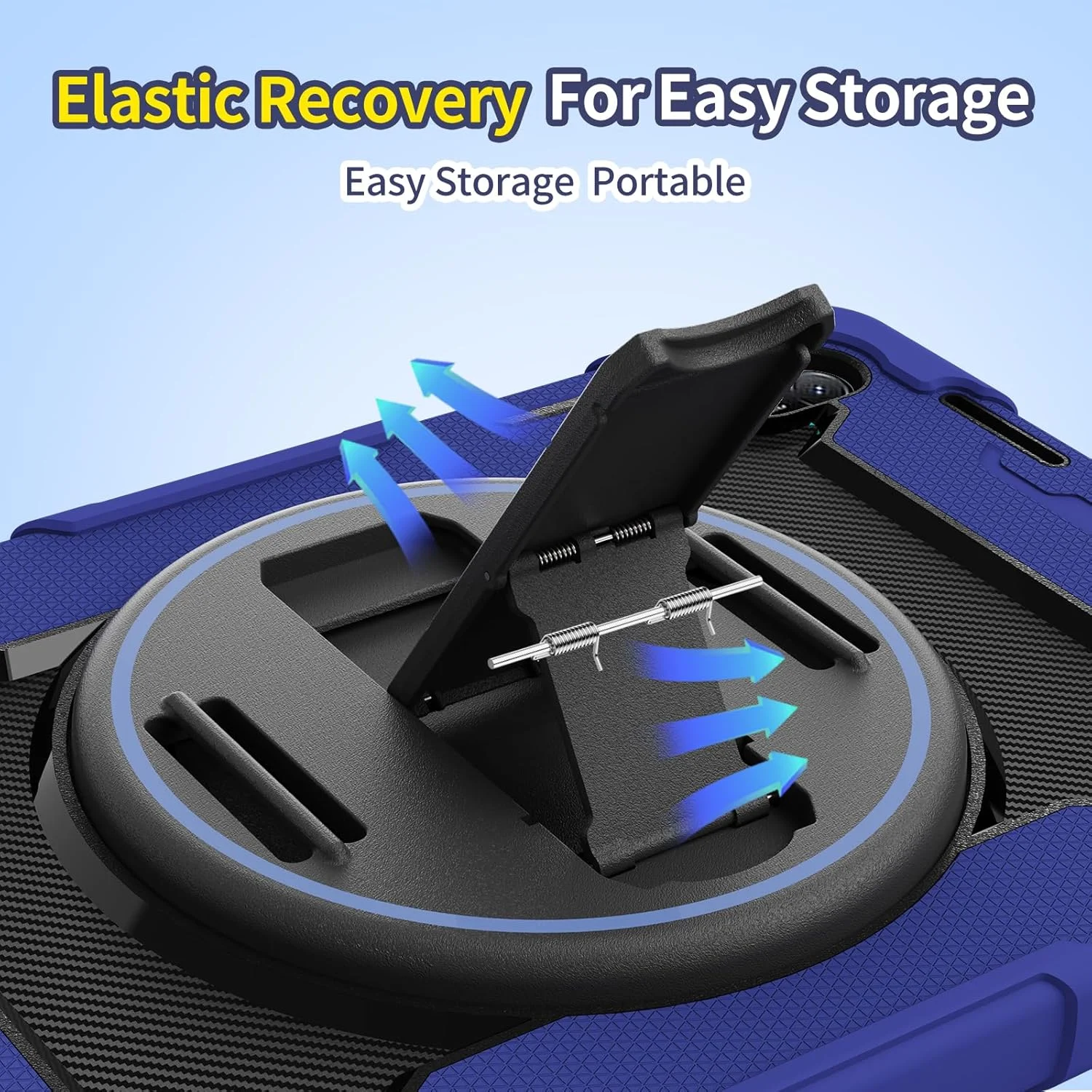 کاور آیپد مدل A16 نسل 11 اینچی 11 اینچ 2025 / آیپد نسل 10 اینچی 10.9 اینچ 2022 با جای قلم و بند دستی، کاور ضد ضربه سیلیکونی + PC، پایه تاشو چرخشی مخفی، آبی تیره