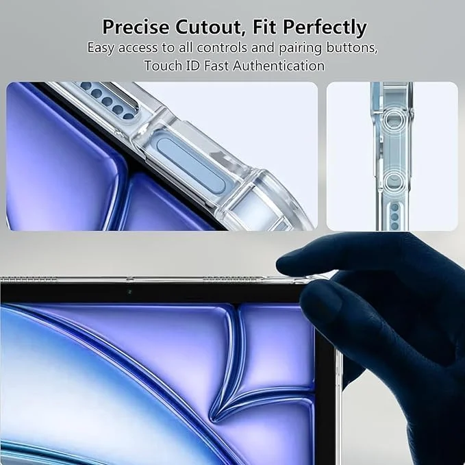 کاور شفاف Al-HuTrusHi سازگار با آیپد ایر ۱۱ اینچ M3/M2 (۲۰۲۵/۲۰۲۴)، محافظت در برابر سقوط با ایربگ، ضد ضربه TPU ضد خش، کاور باریک برای آیپد ایر ۱۱ اینچ M3/M2، شفاف