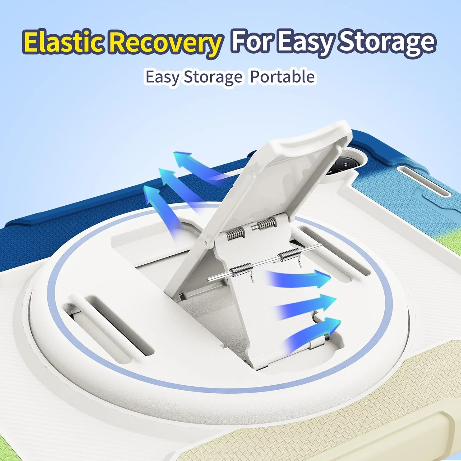 کیف محافظ تبلت هواوی Matepad SE 11 اینچ 2024 با بند شانه ای مناسب کودکان، سیلیکونی + PC ضد ضربه، پایه تاشو چرخشی مخفی، آبی ترکیبی