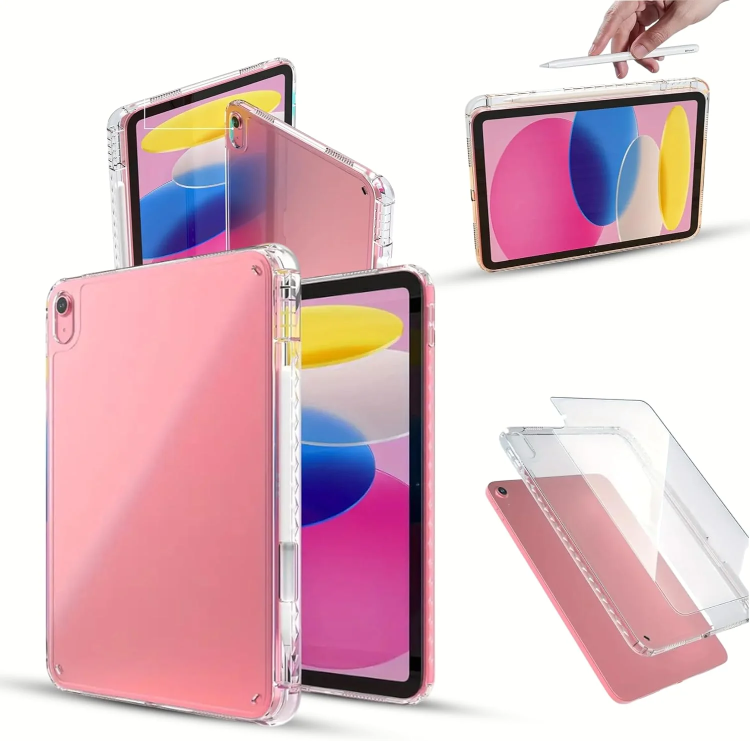 کاور تبلت 10.9 اینچی (مدل 2025) – کاور باریک شفاف با جای قلم داخلی، ضربه گیر TPU – سازگار با تبلت های نسل دهم A16 / 10 با قلم