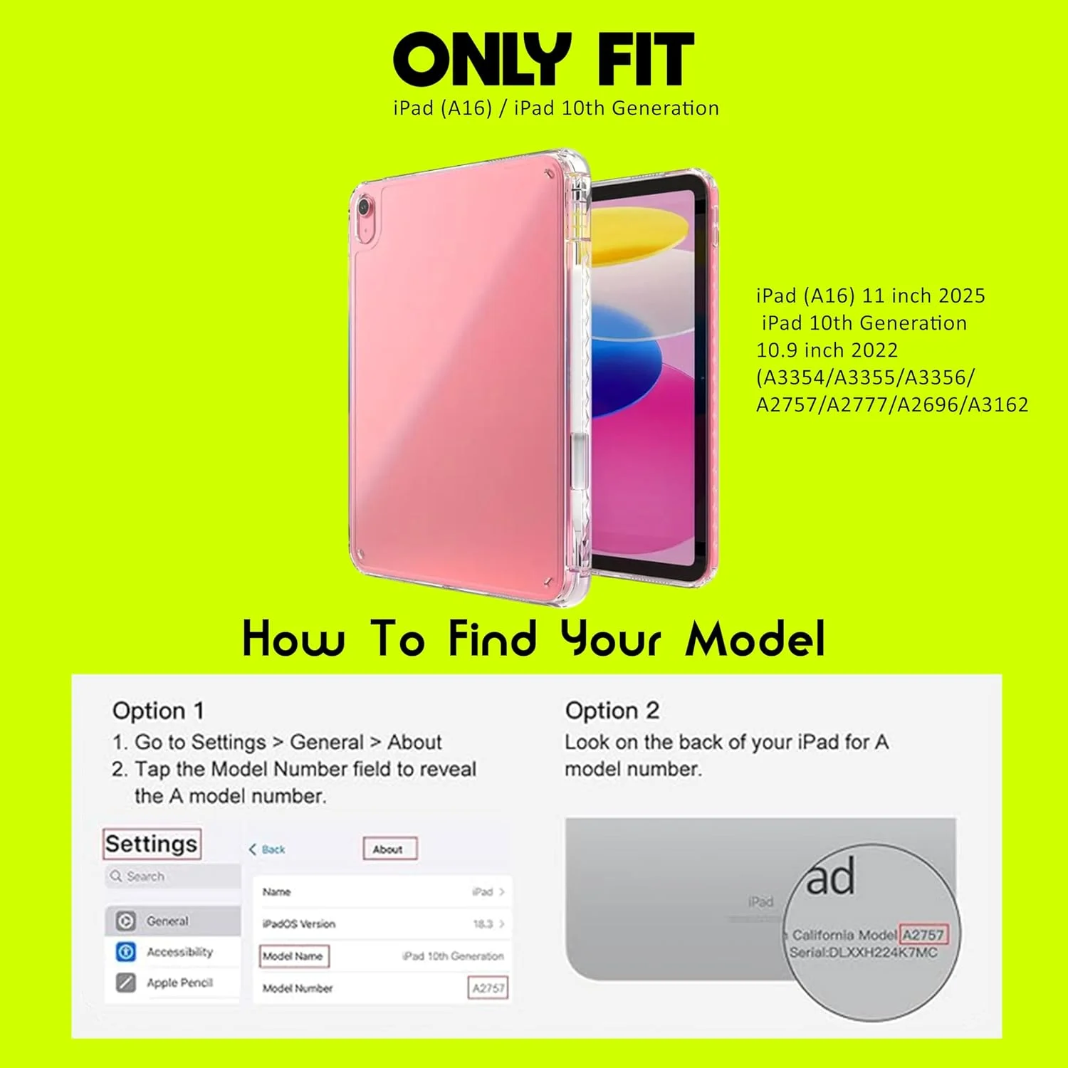 کاور تبلت 10.9 اینچی (مدل 2025) – کاور باریک شفاف با جای قلم داخلی، ضربه گیر TPU – سازگار با تبلت های نسل دهم A16 / 10 با قلم