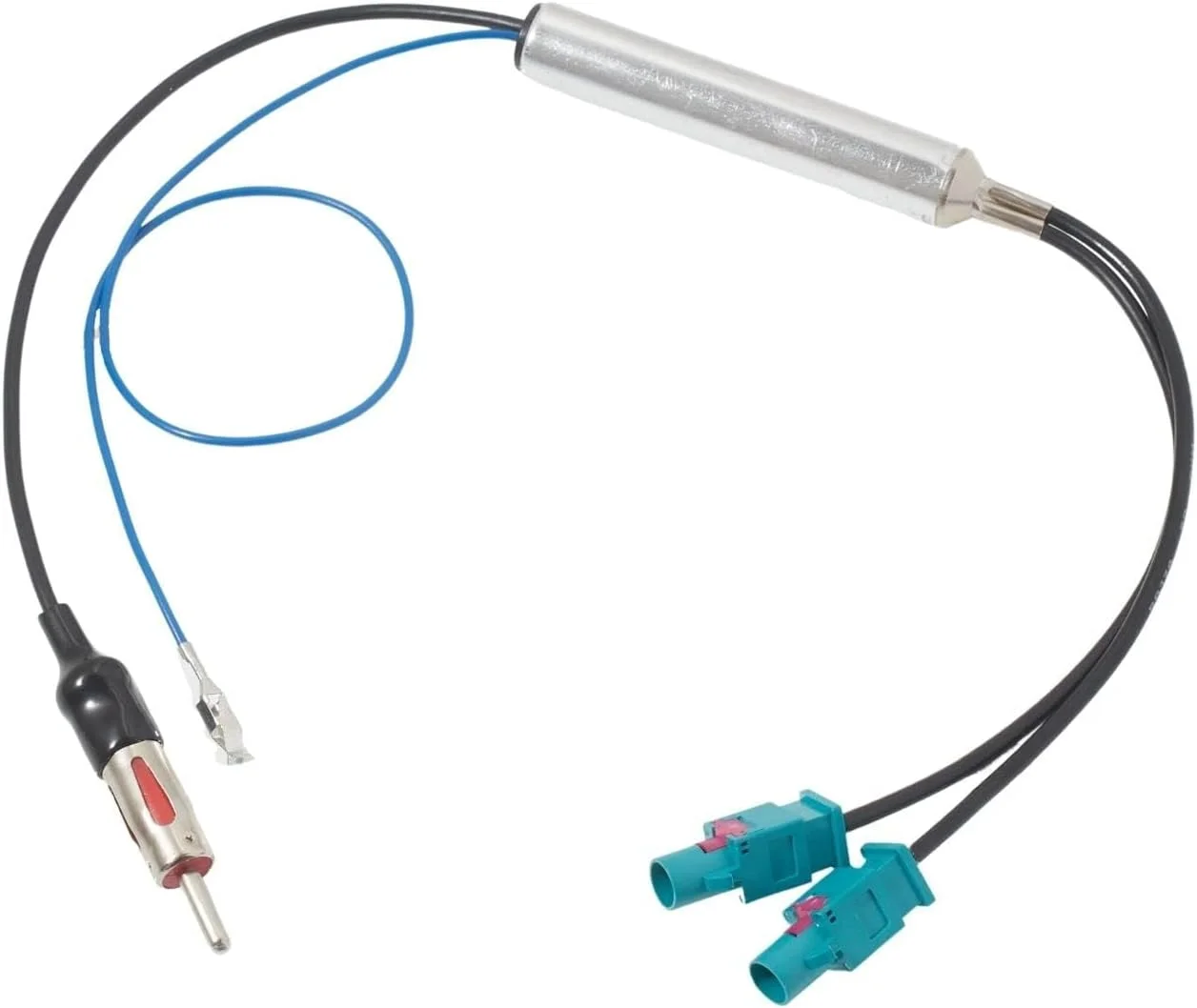 آداپتور آنتن دوبل فکرا RED WOLF، اسپلیتر دوبل فکرا به پلاگ DIN برای رادیو FM AM خودرو به همراه کابل آداپتور آنتن با تقویت کننده