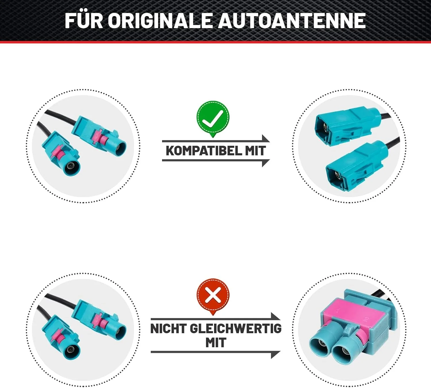 آداپتور آنتن دوبل فکرا RED WOLF، اسپلیتر دوبل فکرا به پلاگ DIN برای رادیو FM AM خودرو به همراه کابل آداپتور آنتن با تقویت کننده