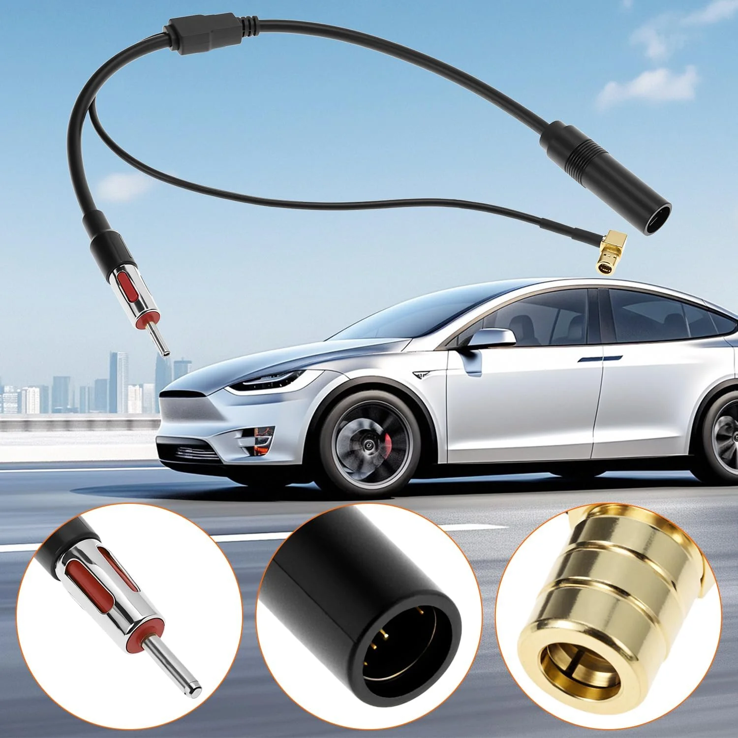 کابل آنتن رادیویی خودرو QWORK DAB با پلاگ زاویه راست SMB برای رادیو خودرو