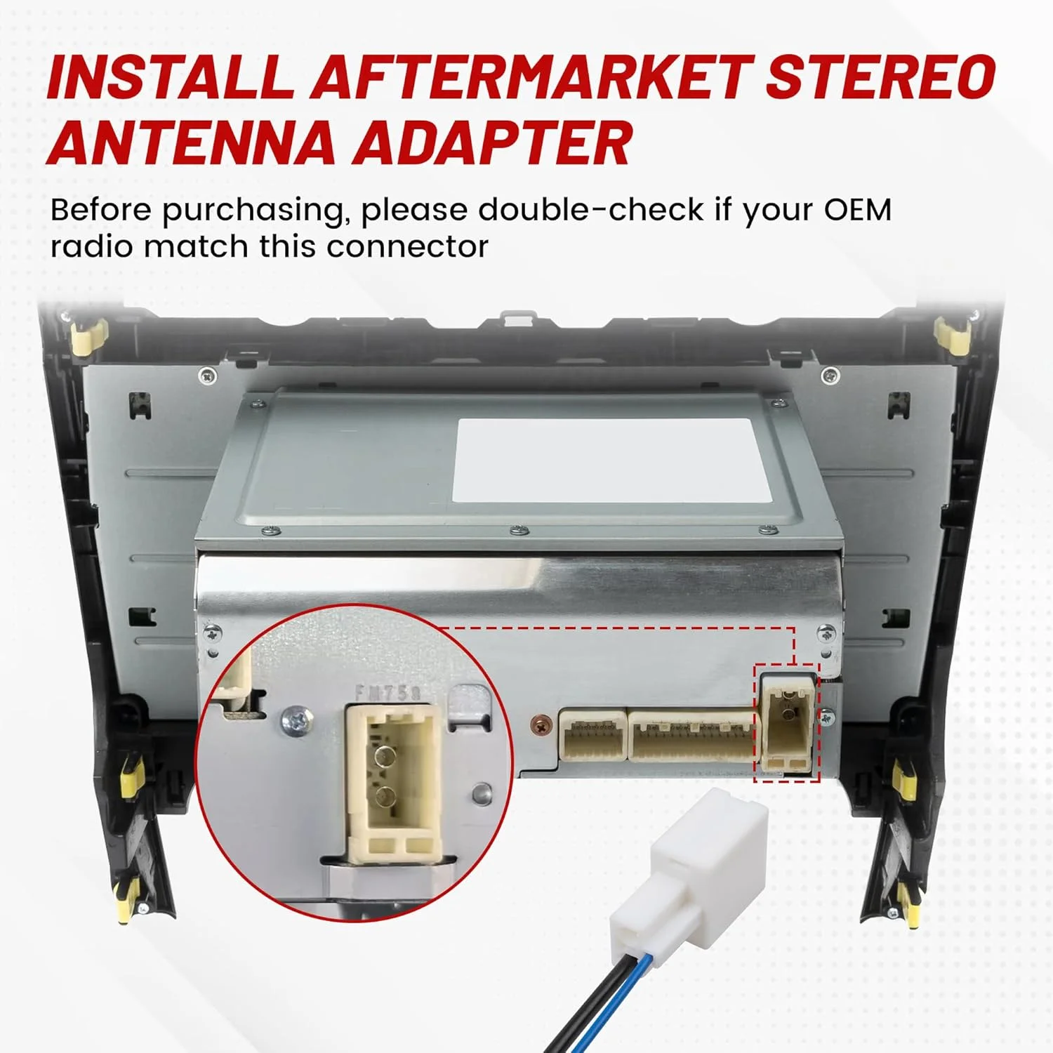 آداپتور آنتن رادیویی استریو جایگزین RED WOLF برای تویوتا فور رانر تاکوما کرولا 2010-2019، کابل اتصال آداپتور آنتن سوبارو 2015-2016