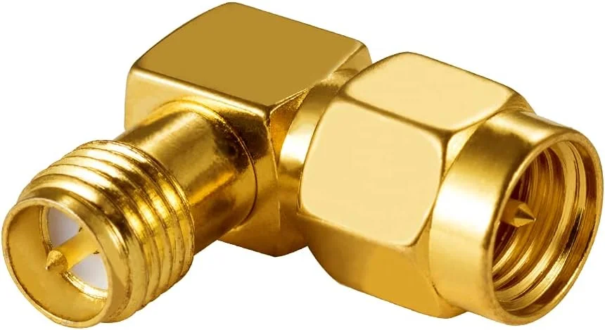 POBADY 2 عدد آداپتور SMA نر به RP-SMA مادگی (با پین) زاویه راست 90 درجه RF کواکسیال برای آنتن وای فای 2G 3G 4G، روتر، شبکه WLAN بی سیم