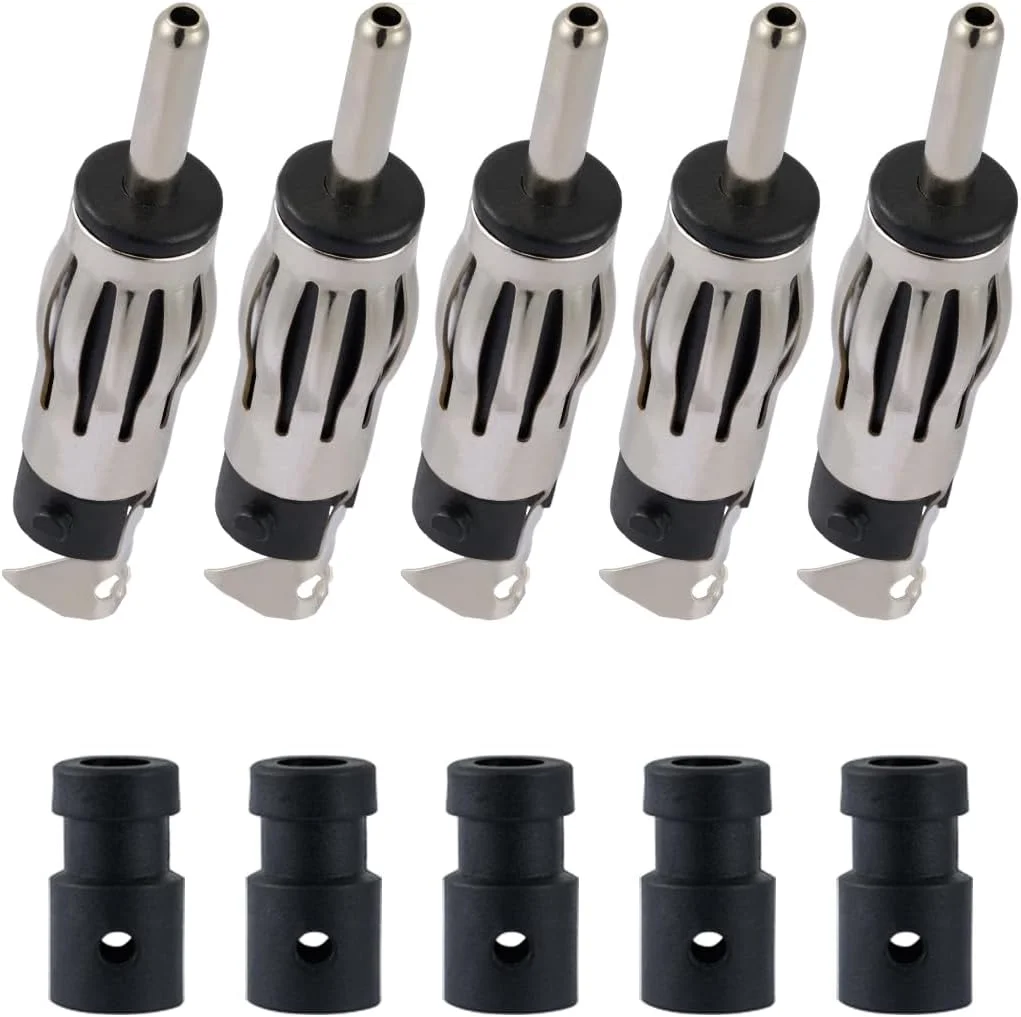 POBADY 5 عدد کانکتور نری DIN رادیو خودرو، پلاگ DIN آنتن خودرو جهانی FM AM، کانکتور مسی برای کابل کواکسیال توسعه RG58