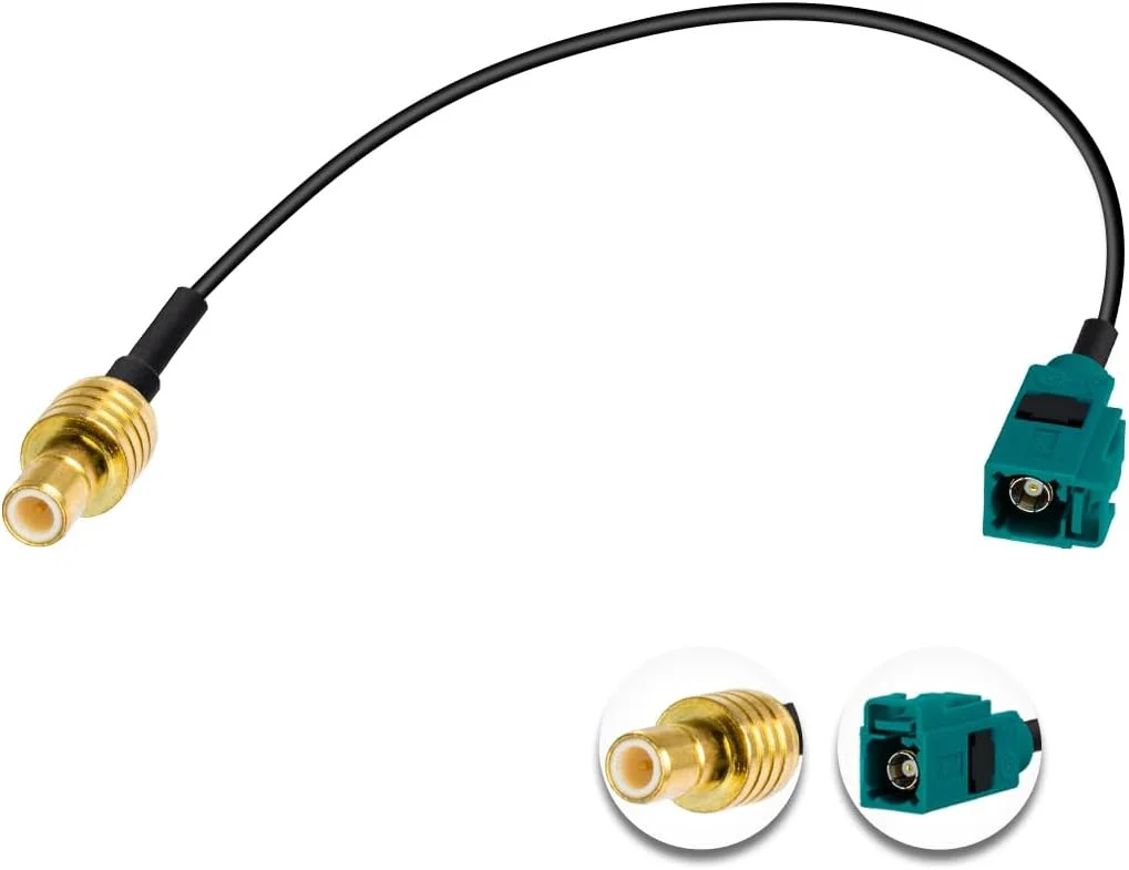 کابل افزایش طول SMB نری به Fakra Z مادگی 15 سانتی‌متری، آداپتور آنتن Fakra مادگی نوع Z به SMB نری، کابل RG174
