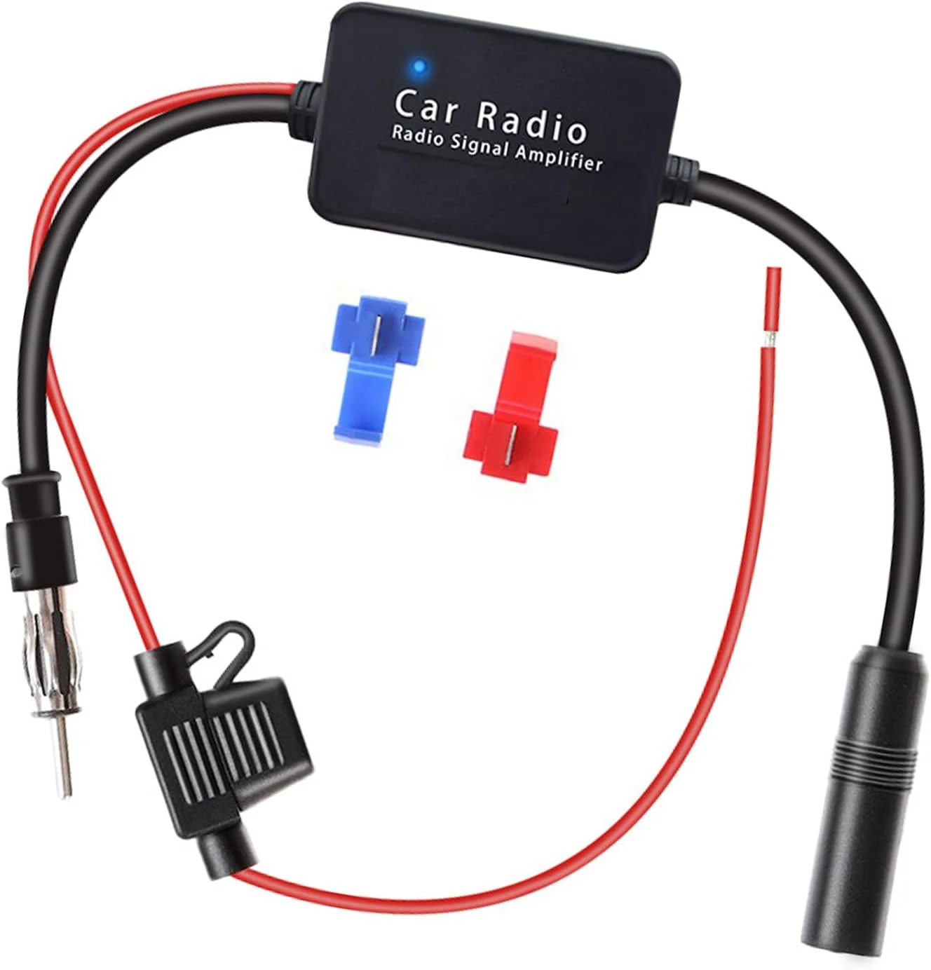 تقویت کننده آنتن رادیو خودرو NewTH، 12 ولت، AM FM، استریو، جهانی، 25dB، آداپتور دوشاخه DIN، هسته فریت، تقویت کننده سیگنال آنتن، سازگار با سونی، پایونیر، JVC، کنوود، آلپاین