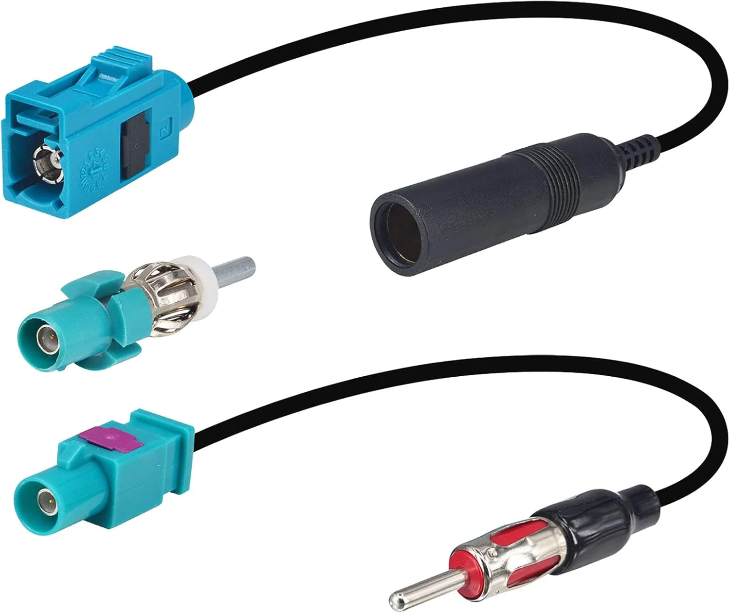 آنتن خودرو یونیورسال رادیو استریو AM و FM کابل اتصال آنتن فاکرا Z نر مادگی به کابل اتصال پلاگ DIN برای استریو خودرو، رادیو HD، پخش کننده رسانه CD