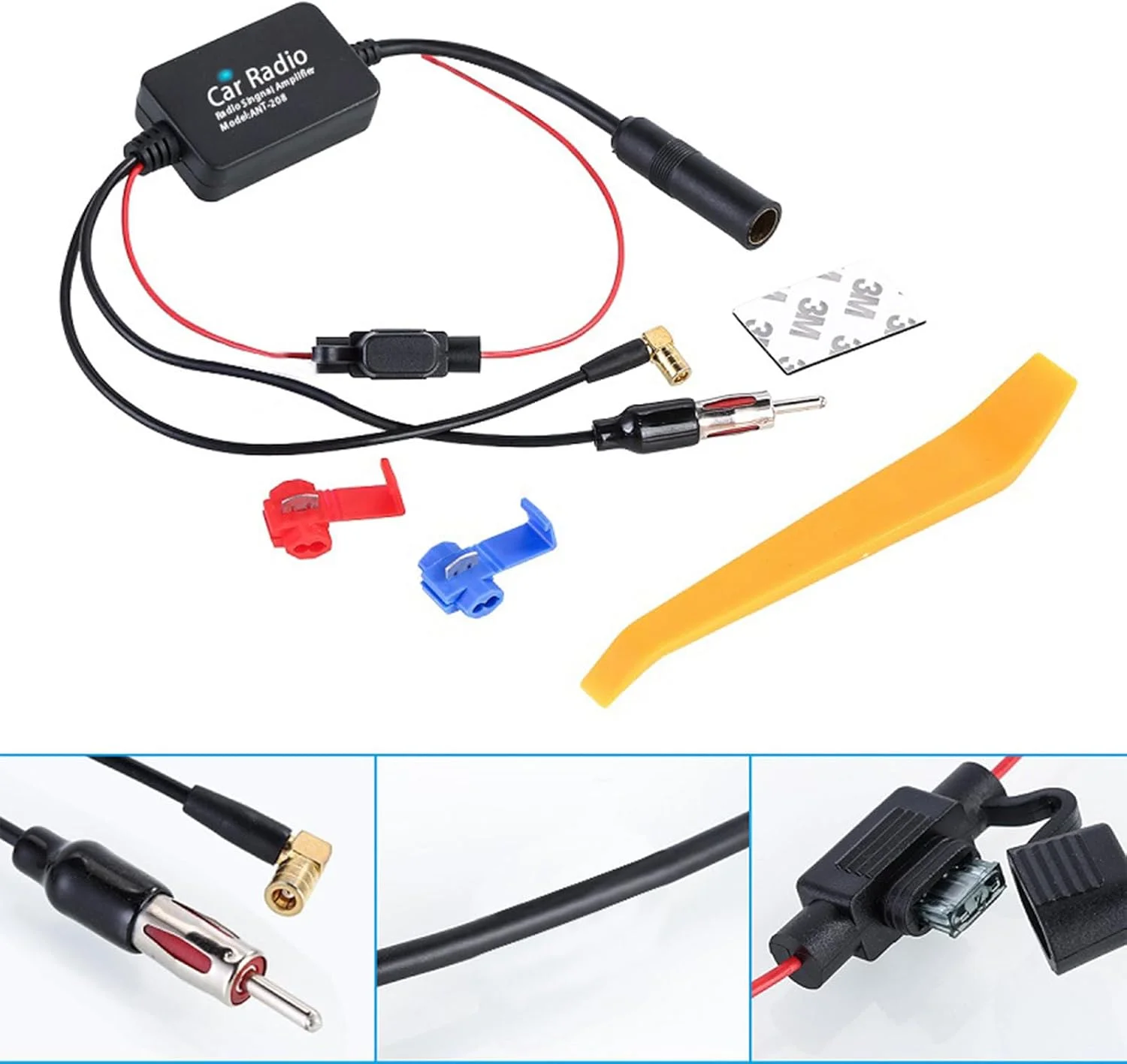 تقویت کننده آنتن رادیو دیجیتال DAB Plus مدل NewTH، تبدیل کننده SMB به DIN برای رادیو FM خودرو، آداپتور گیرنده رادیو دیجیتال DAB+ مناسب برای سونی، پایونیر، JVC، کنوود و آلپاین