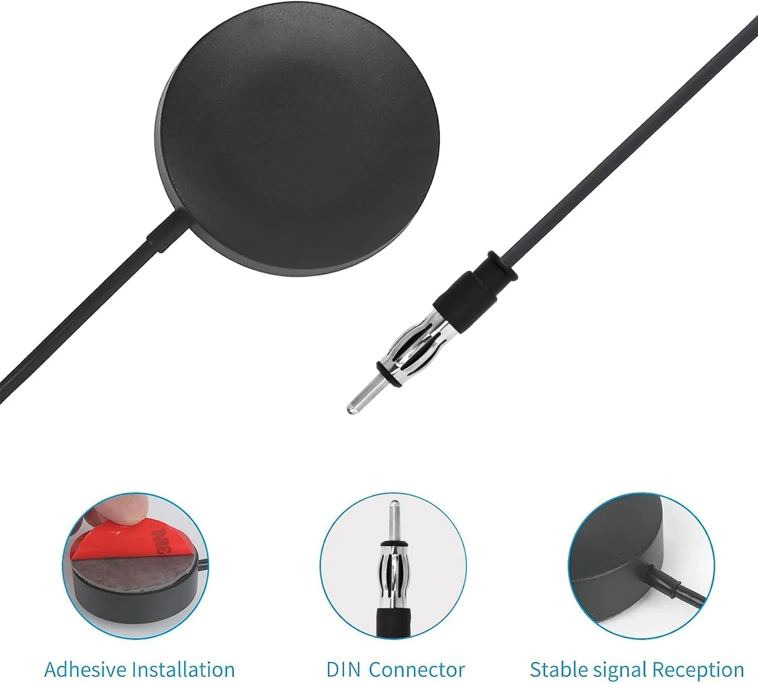 آنتن رادیو خودرو FM شیشه جلو، آنتن های FM جهانی خودرو با پلاگین DIN و کابل افزایش طول 3 متری برای خودرو، کامیون، SUV، رادیو استریو