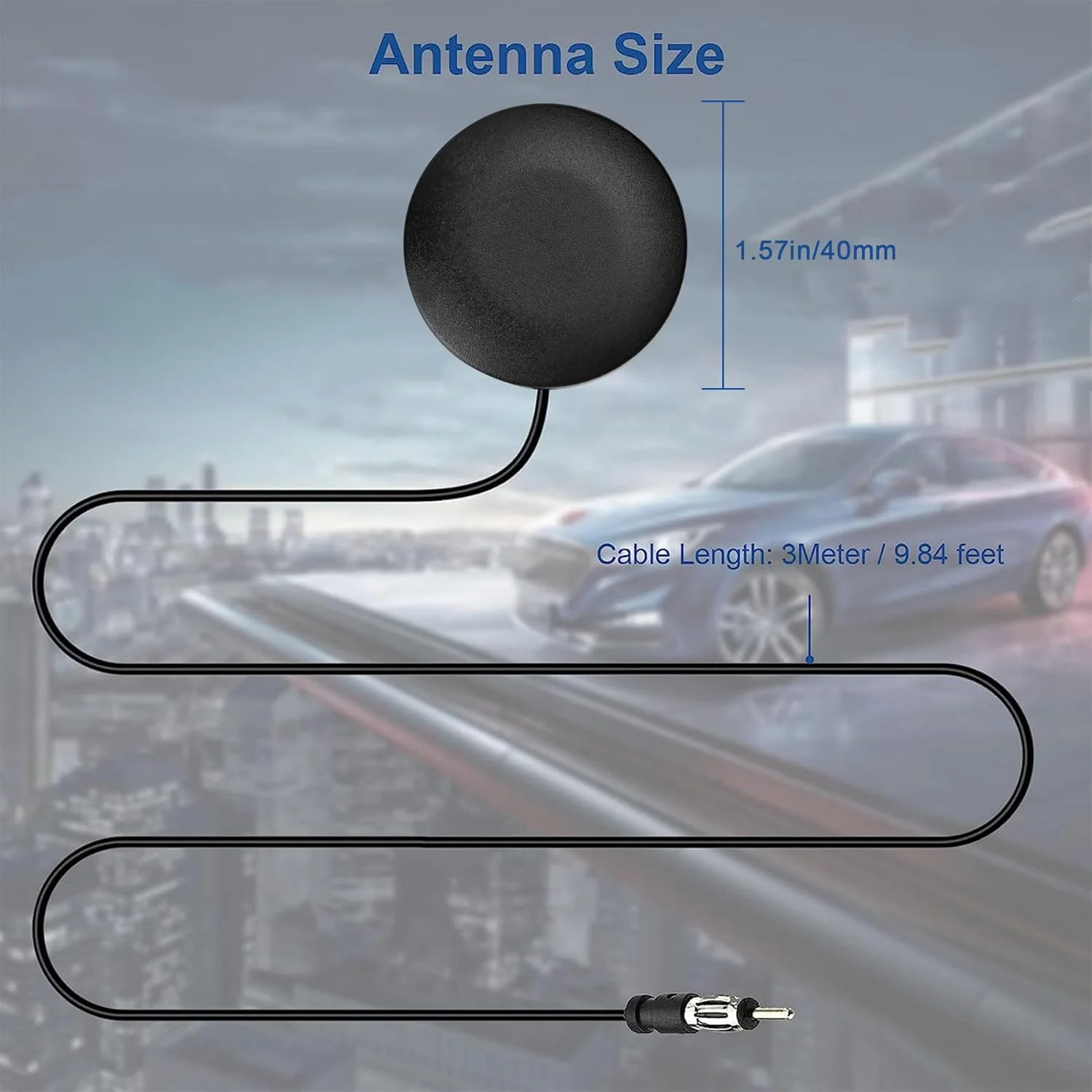 آنتن رادیو خودرو FM شیشه جلو، آنتن های FM جهانی خودرو با پلاگین DIN و کابل افزایش طول 3 متری برای خودرو، کامیون، SUV، رادیو استریو