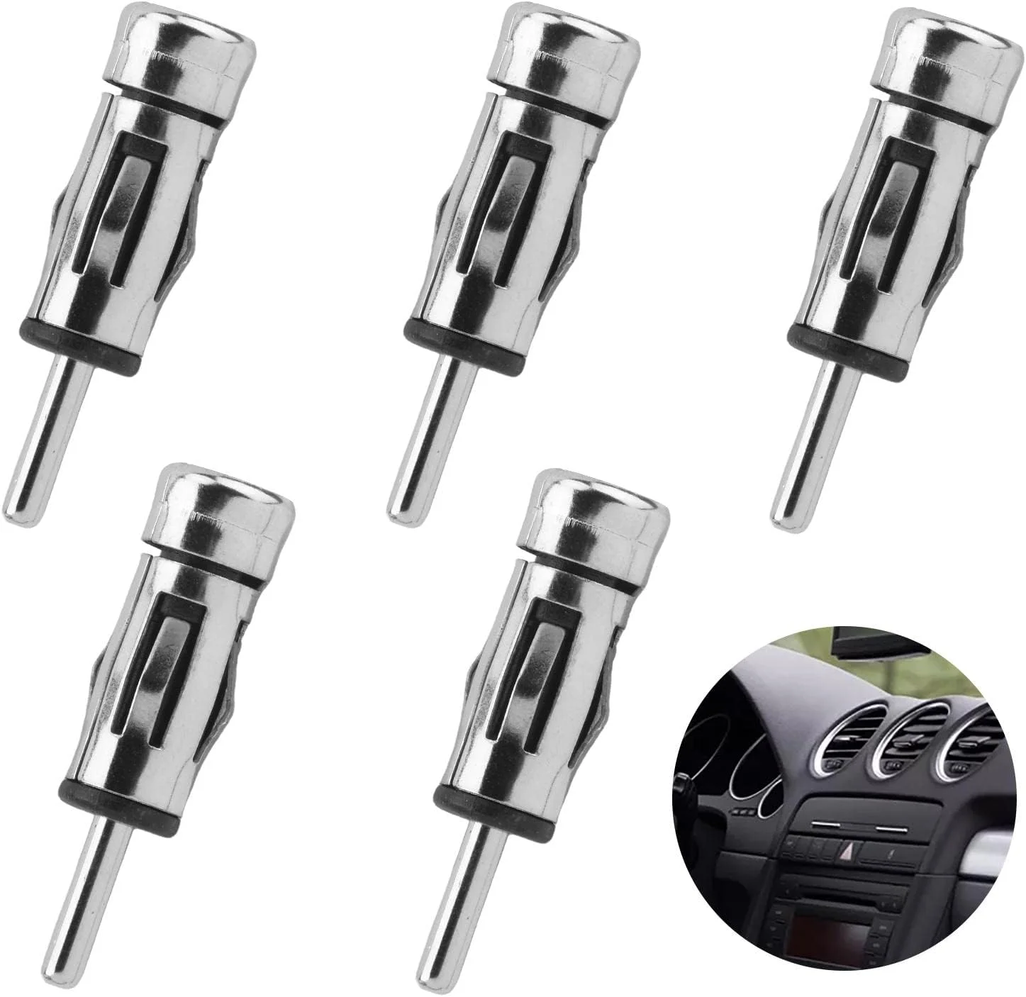 مجموعه 5 عددی آداپتور آنتن melebellot، آداپتور رادیو خودرو، فیش آنتن مادگی، آداپتور آنتن، آداپتور رادیو جهانی، آنتن خودرو (نقره ای + مشکی)