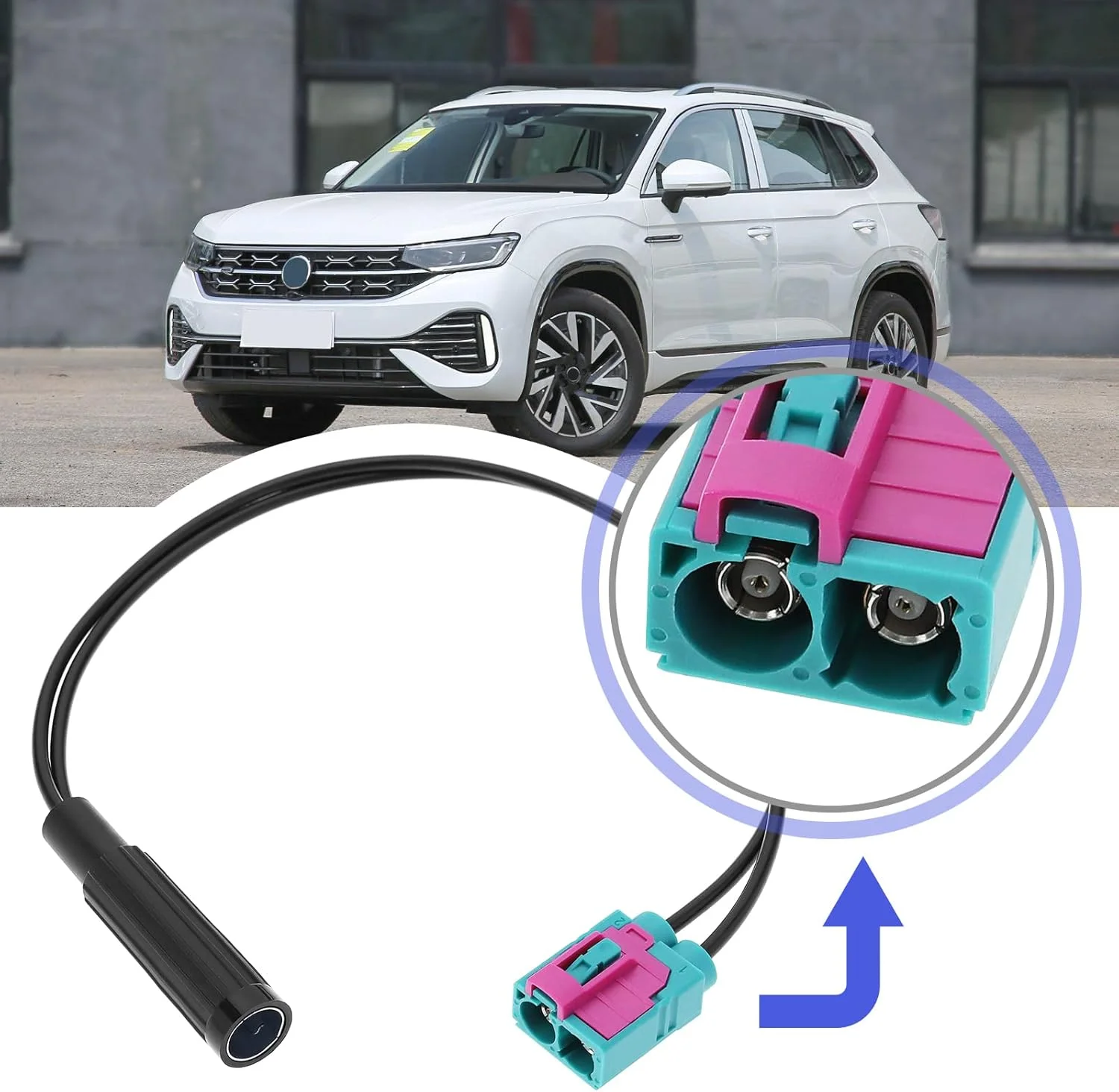 آداپتور آنتن خودرو دوبل فکرا مادگی به DIN مادگی، کابل اتصال آنتن رادیو FM AM استریو خودرو، سیم RG174، طول 28 سانتی متر