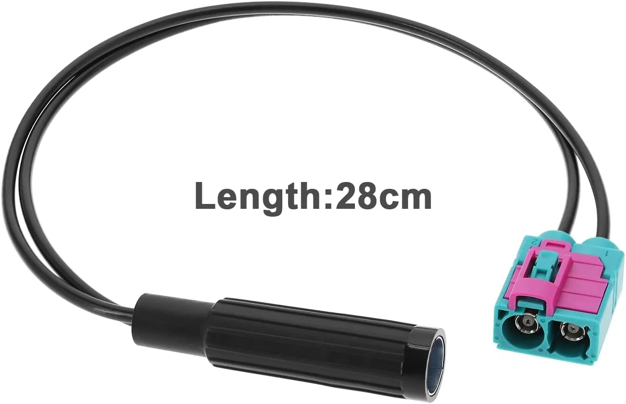 آداپتور آنتن خودرو دوبل فکرا مادگی به DIN مادگی، کابل اتصال آنتن رادیو FM AM استریو خودرو، سیم RG174، طول 28 سانتی متر