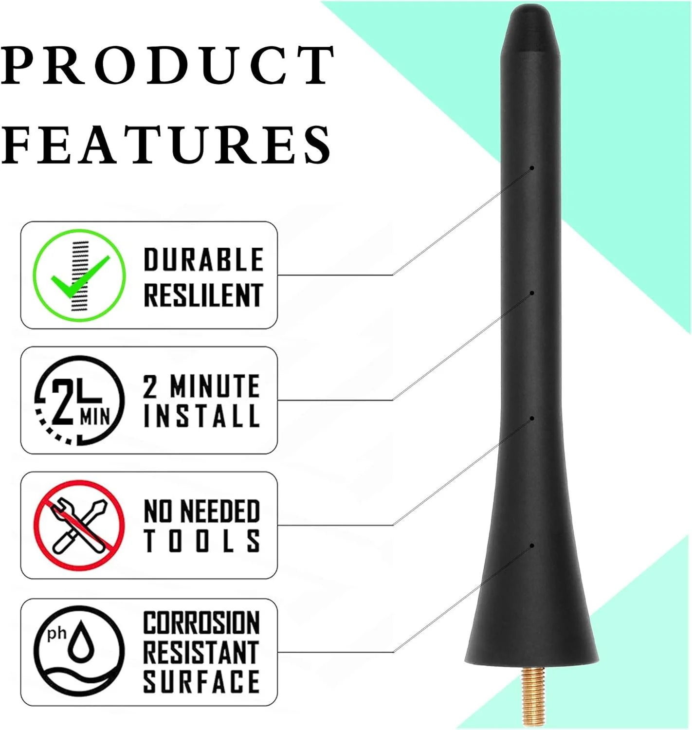 آنتن 5 اینچی KSaAuto برای مزدا MX-5 Miata RF ND NC مدل های 2006-2023 ┃ OEM NF47-66-A30A ┃ آنتن رادیویی AM FM آلیاژ آلومینیوم با درجه بالا و روکش پیشرفته