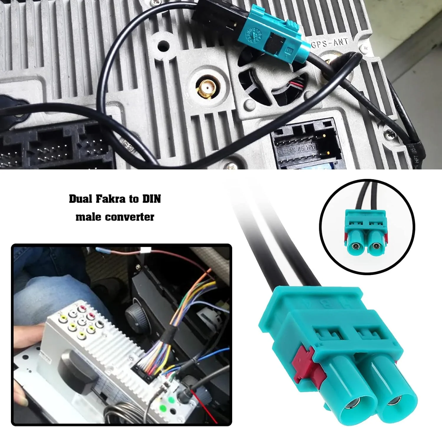 تقویت کننده سیگنال آنتن رادیو FM AM استریو خودرو، دو فکرا Z نر به DIN نر، آداپتور مبدل واحد اصلی رادیو صوتی خودرو 30 سانتی متر