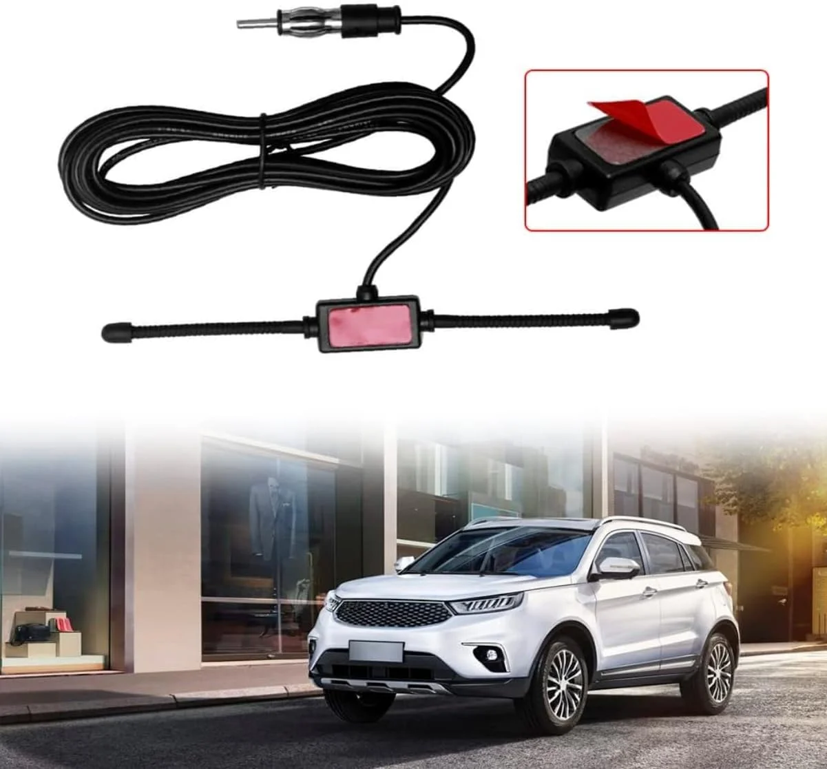آنتن رادیو AM FM استریو خودرو جهانی 5dB با کانکتور DIN برای خودرو، کامیون، SUV، قایق (3 متر)