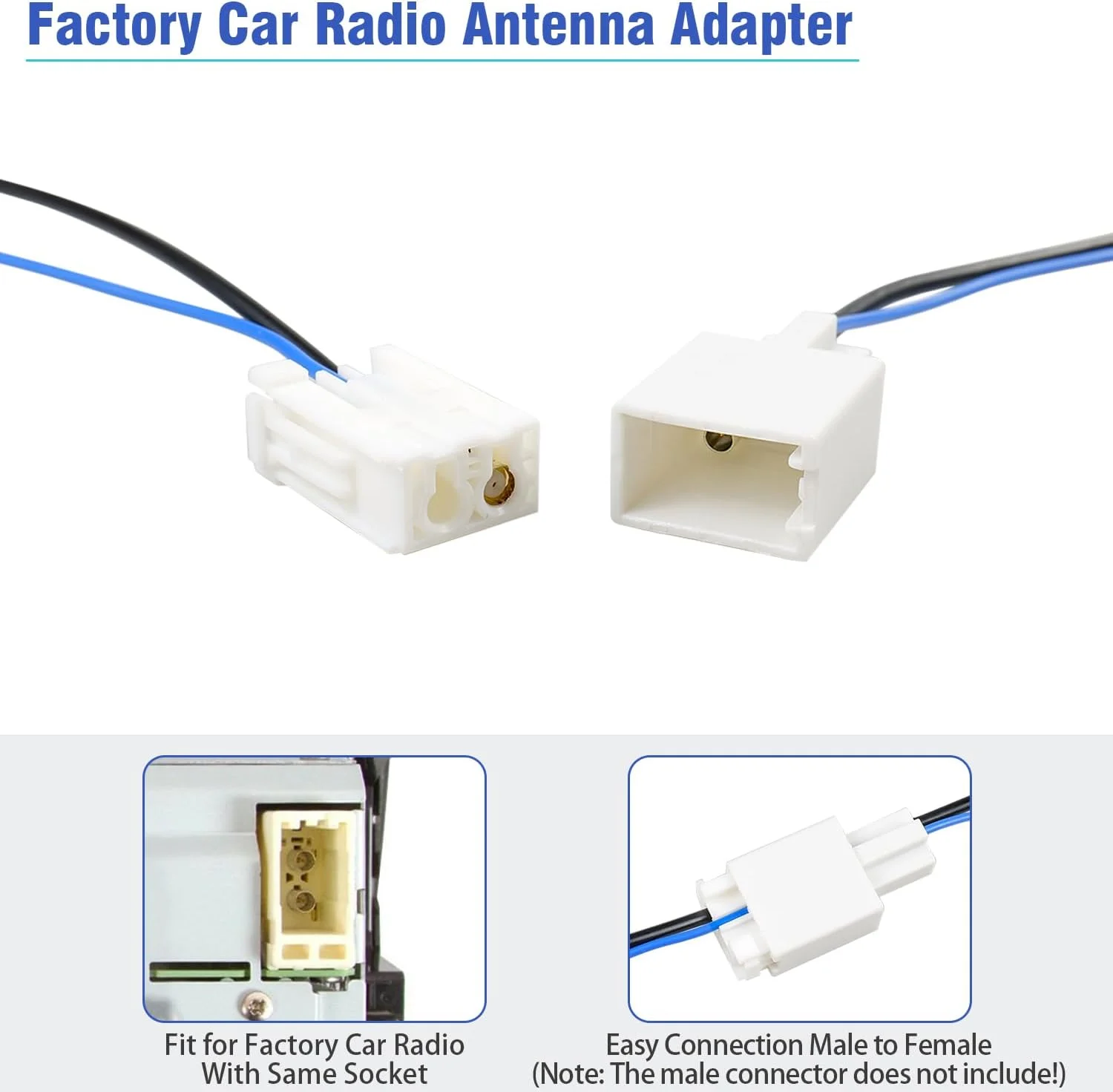 آداپتور آنتن رادیویی مادگی مناسب برای تویوتا کمری، راو4، کرولا، هایلندر، سیینا، تاکوما، پریوس، سوبارو فارستر، اوت بک، سایون، سیم اتصال آنتن استریو خودرو