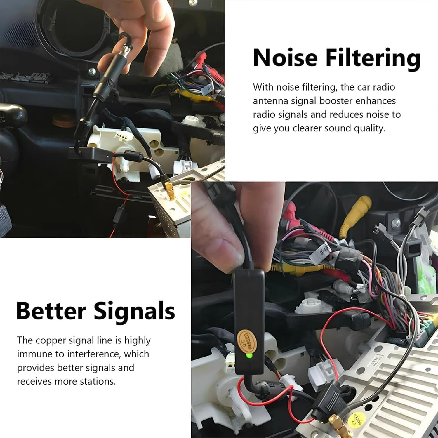 آنتن خودرو، تقویت کننده سیگنال رادیویی FM جهانی با پلاگین DIN، دریافت بهبود یافته برای استریو خودرو، کامیون و SUV