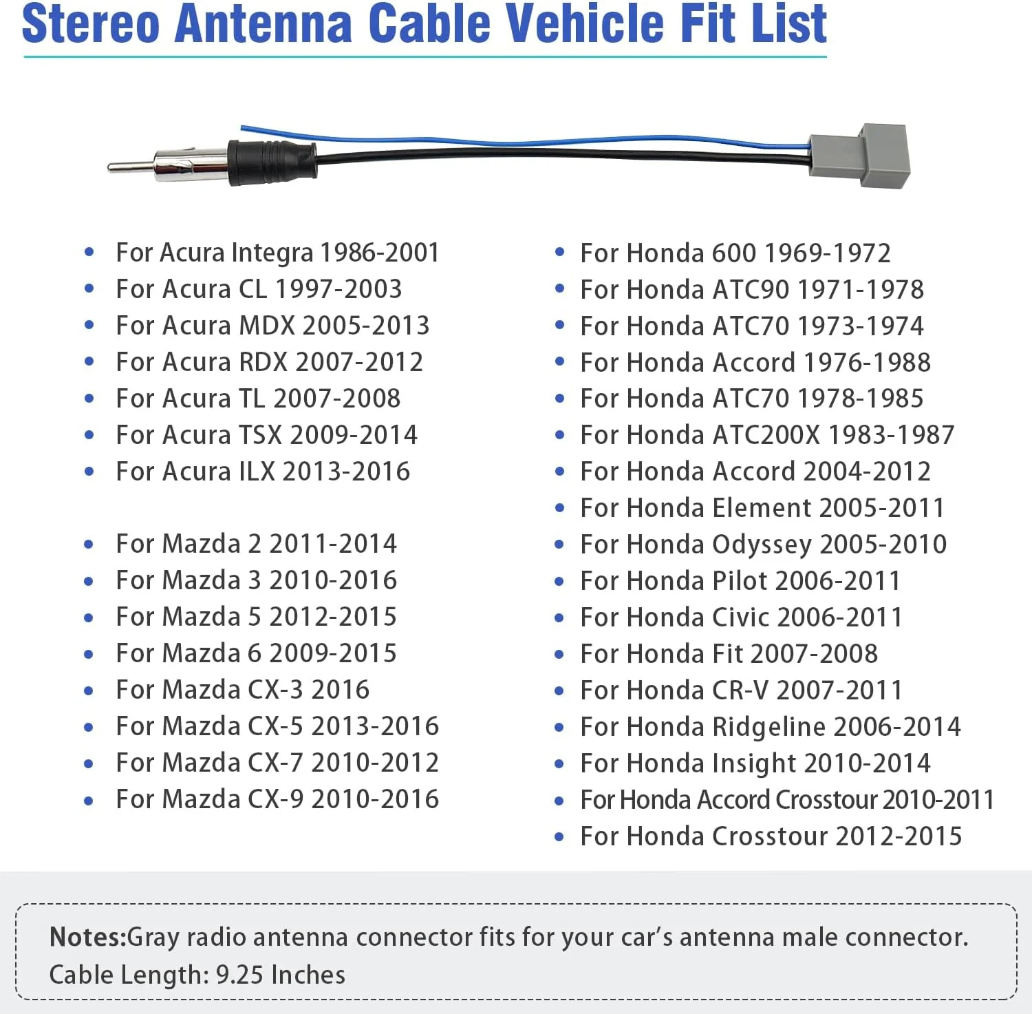 کانکتور آداپتور آنتن رادیویی JAYUBIEN سازگار با هوندا آکورد سیویک CR-V اودیسه المنت پایلوت فیت ریجلاین اینسایت آکورا مزدا سیم کشی آنتن استریو خودرو