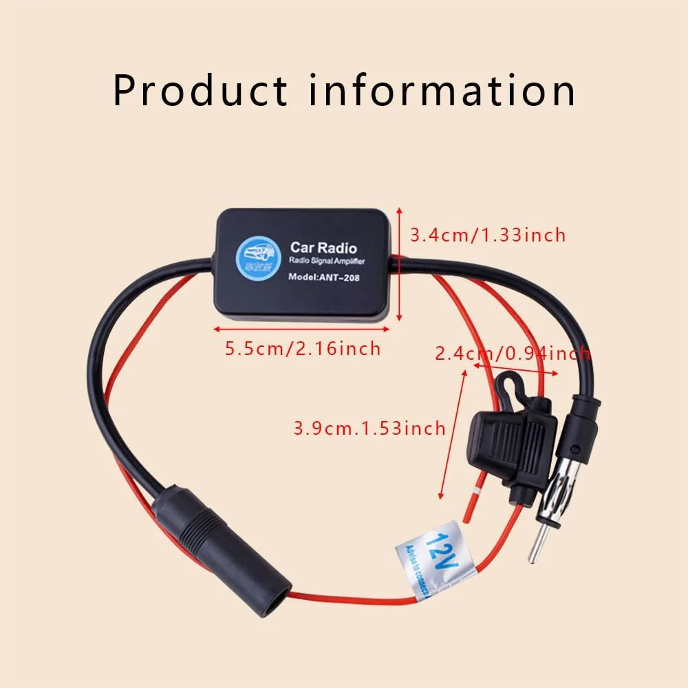 تقویت کننده آنتن خودرو هائوبو، تقویت کننده سیگنال آنتن رادیو FM استریو خودرو، آداپتور اتصال دهنده DIN منبع تغذیه 12 ولت برای گیرنده واحد اصلی رسانه استریو رادیویی صوتی خودرو SUV کامیون دریایی