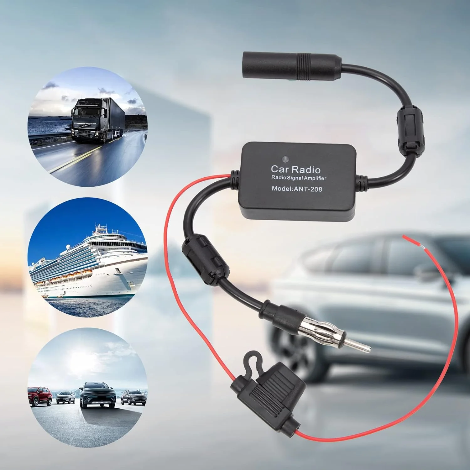 تقویت کننده آنتن برای رادیو FM AM خودرو، آداپتور استریو، پلاگ DIN، 12 ولت، واحد اصلی رسانه رادیویی
