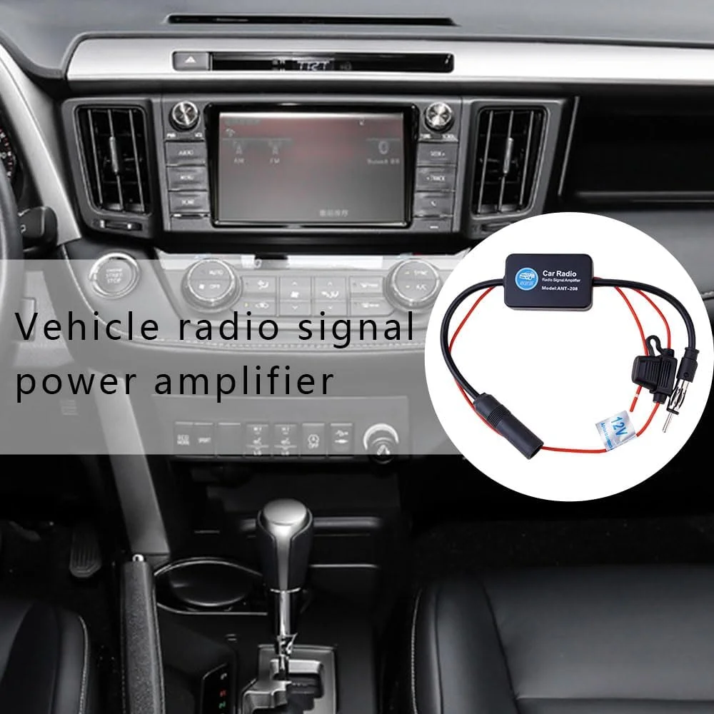 تقویت کننده آنتن خودرو هائوبو، تقویت کننده سیگنال آنتن رادیو FM استریو خودرو، آداپتور اتصال دهنده DIN منبع تغذیه 12 ولت برای گیرنده واحد اصلی رسانه استریو رادیویی صوتی خودرو SUV کامیون دریایی