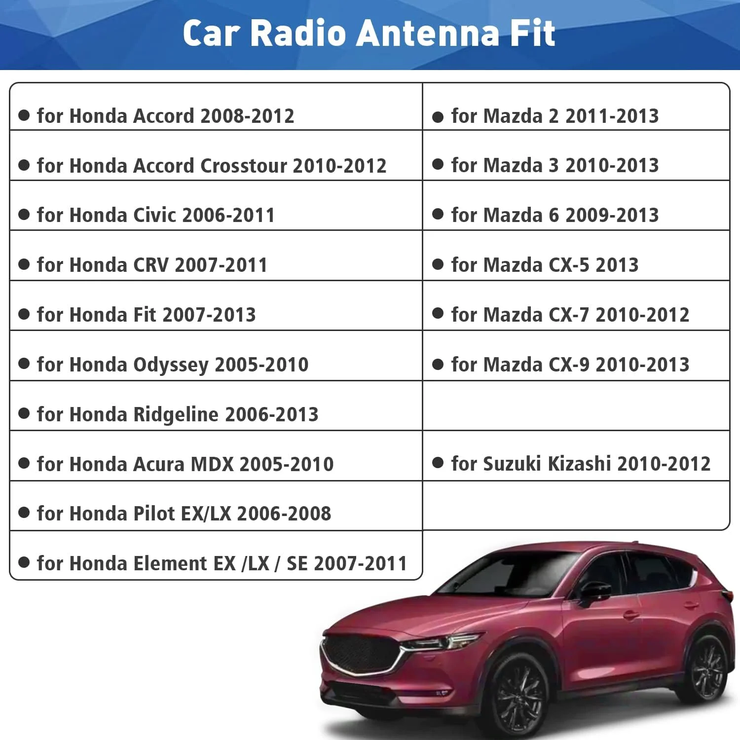 آداپتور آنتن خودرو Fiegromech جایگزین آنتن رادیویی هوندا سیویک CRV آکورد، سازگار با مزدا 2 3 6 CX-5 CX9 اتصال دهنده آداپتور آنتن استریو خودرو