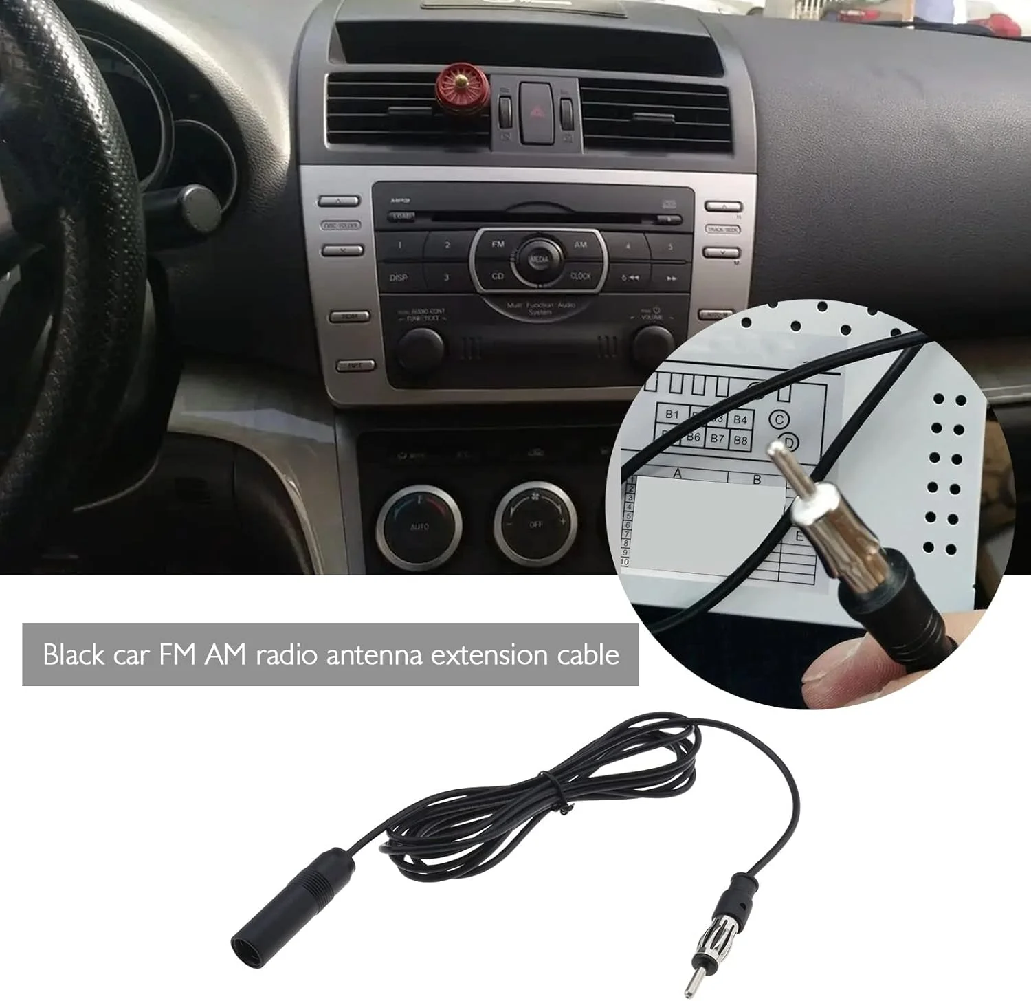 کابل افزایش طول آنتن رادیو FM AM استریو خودرو EMSea، کابل کواکسیال با کانکتور DIN 3 متری برای دستگاه پخش CD و گیرنده رسانه ای صوتی خودرو