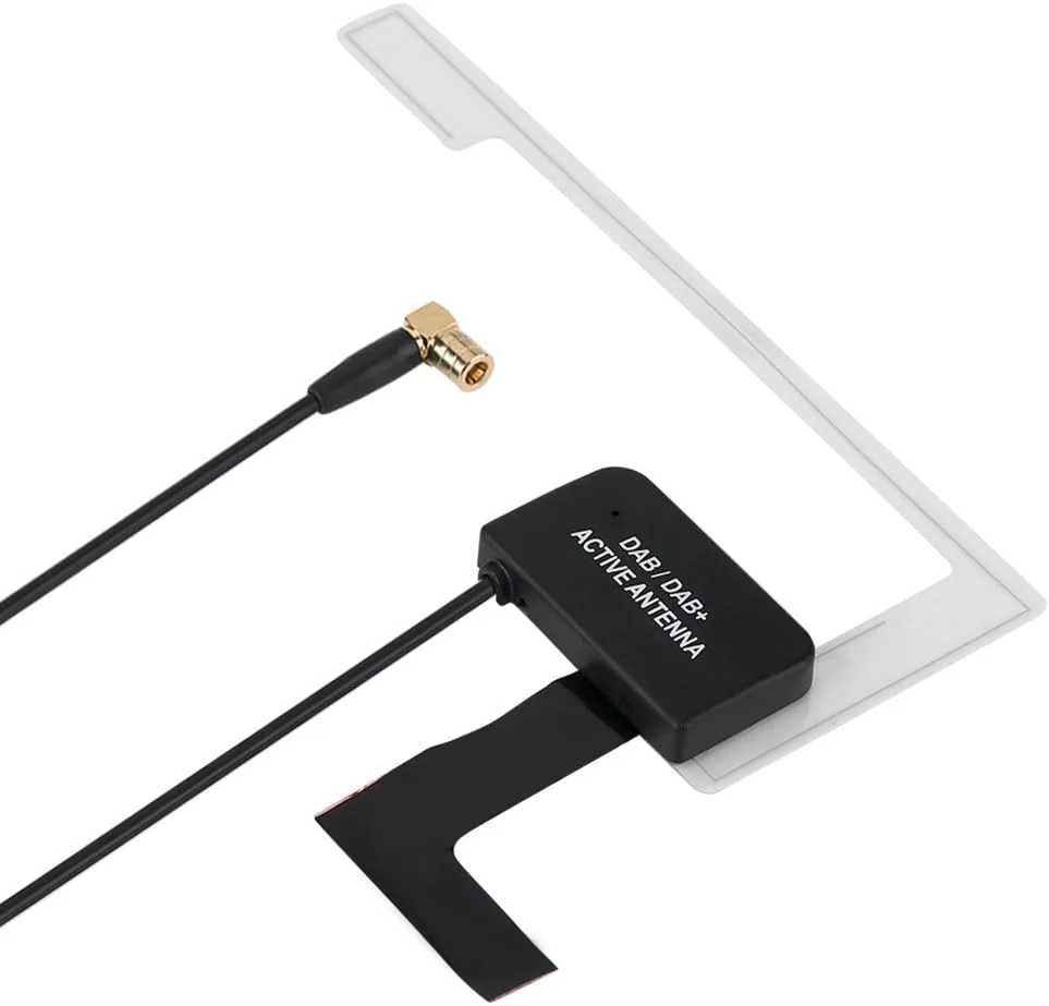 آنتن اکتیو دیجیتال Elprico DAB/DAB+، آنتن اکتیو رادیو خودرو SMB با زاویه راست - نگهدارنده شیشه ای اتصال SMB با زاویه راست