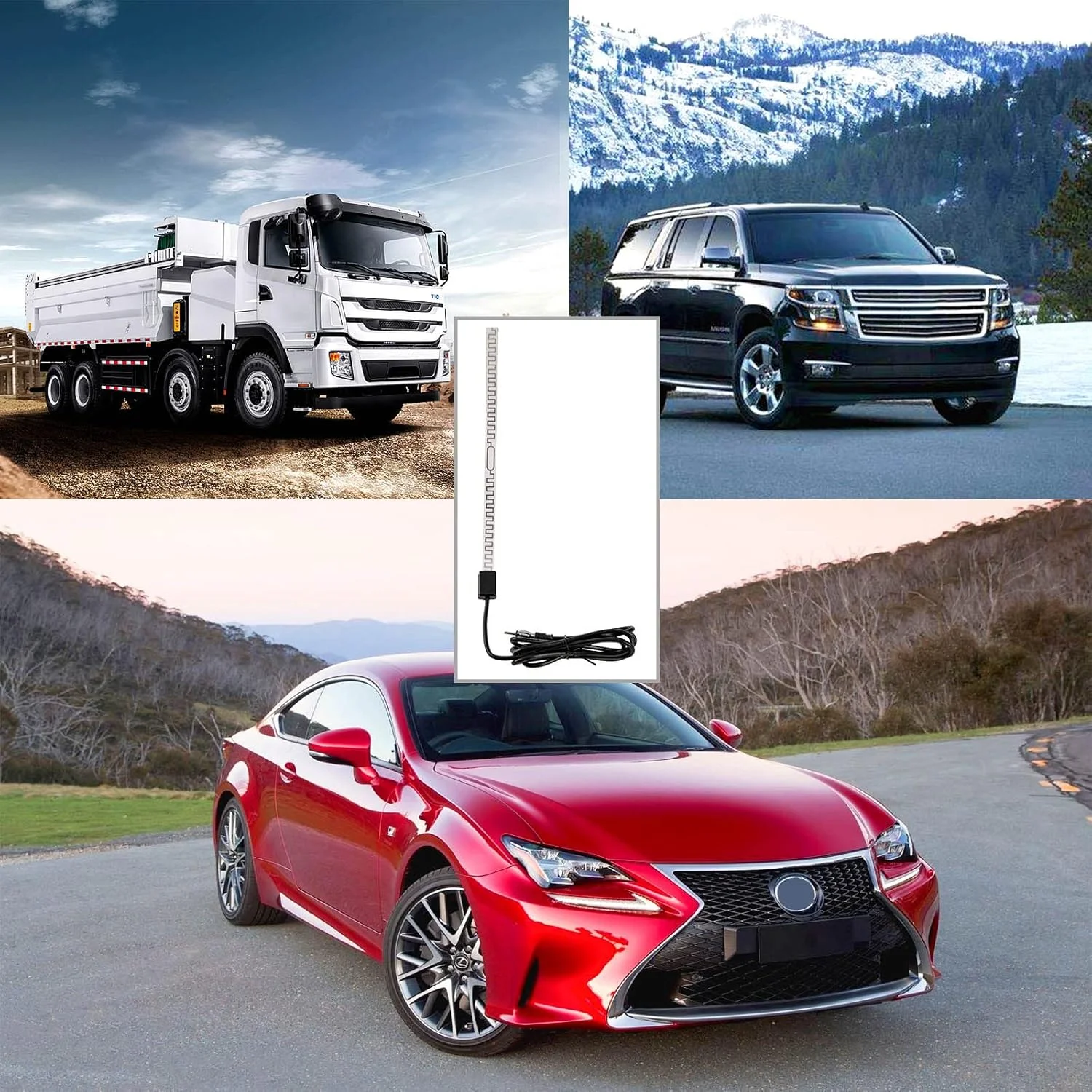 آنتن مخفی خودرو eMagTech، آنتن رادیویی AM/FM، نصب روی شیشه جلو، کابل 180 سانتی متری، کانکتور DIN موتورولا، سازگاری جهانی