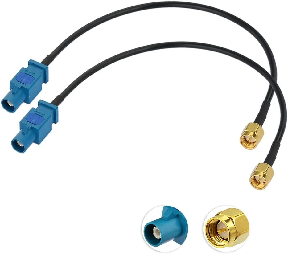 آداپتور آنتن DAB هشت‌وود Fakra، رادیو خودرو، تلویزیون DAB، GPS Fakra Zauf SMA Plug Pigtail کابل Fakra RG174 20 سانتی‌متری، 2 عدد برای Seat Skoda VW Golf Multi-Way