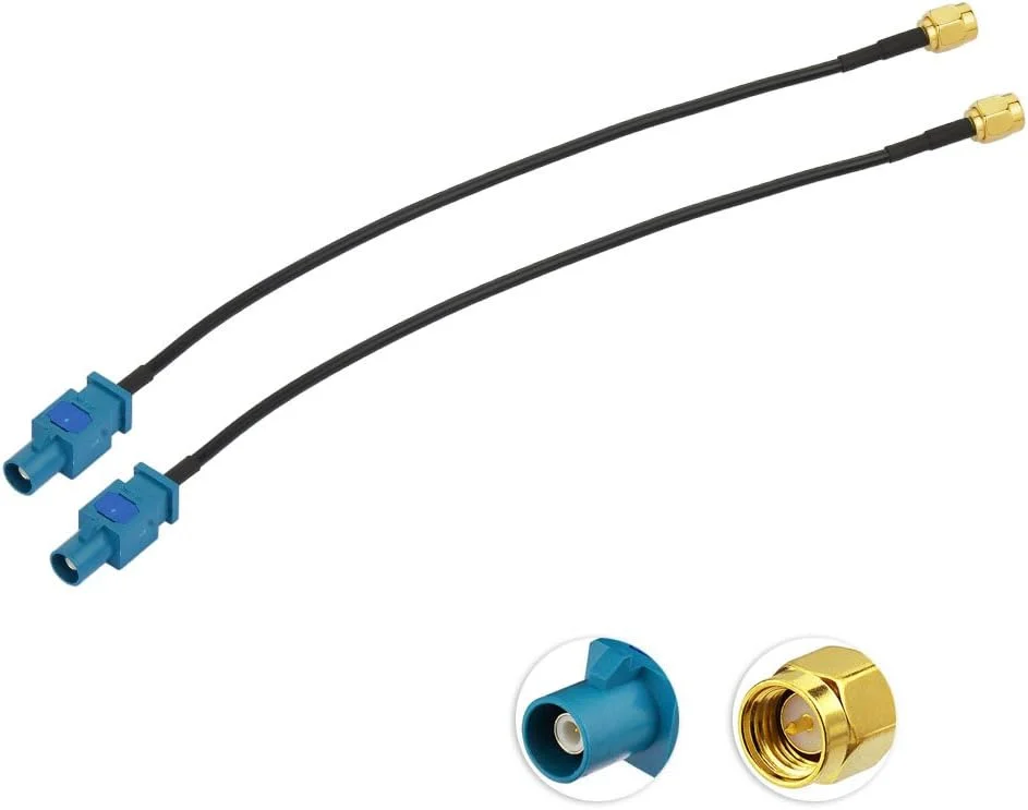 آداپتور آنتن DAB هشت‌وود Fakra، رادیو خودرو، تلویزیون DAB، GPS Fakra Zauf SMA Plug Pigtail کابل Fakra RG174 20 سانتی‌متری، 2 عدد برای Seat Skoda VW Golf Multi-Way