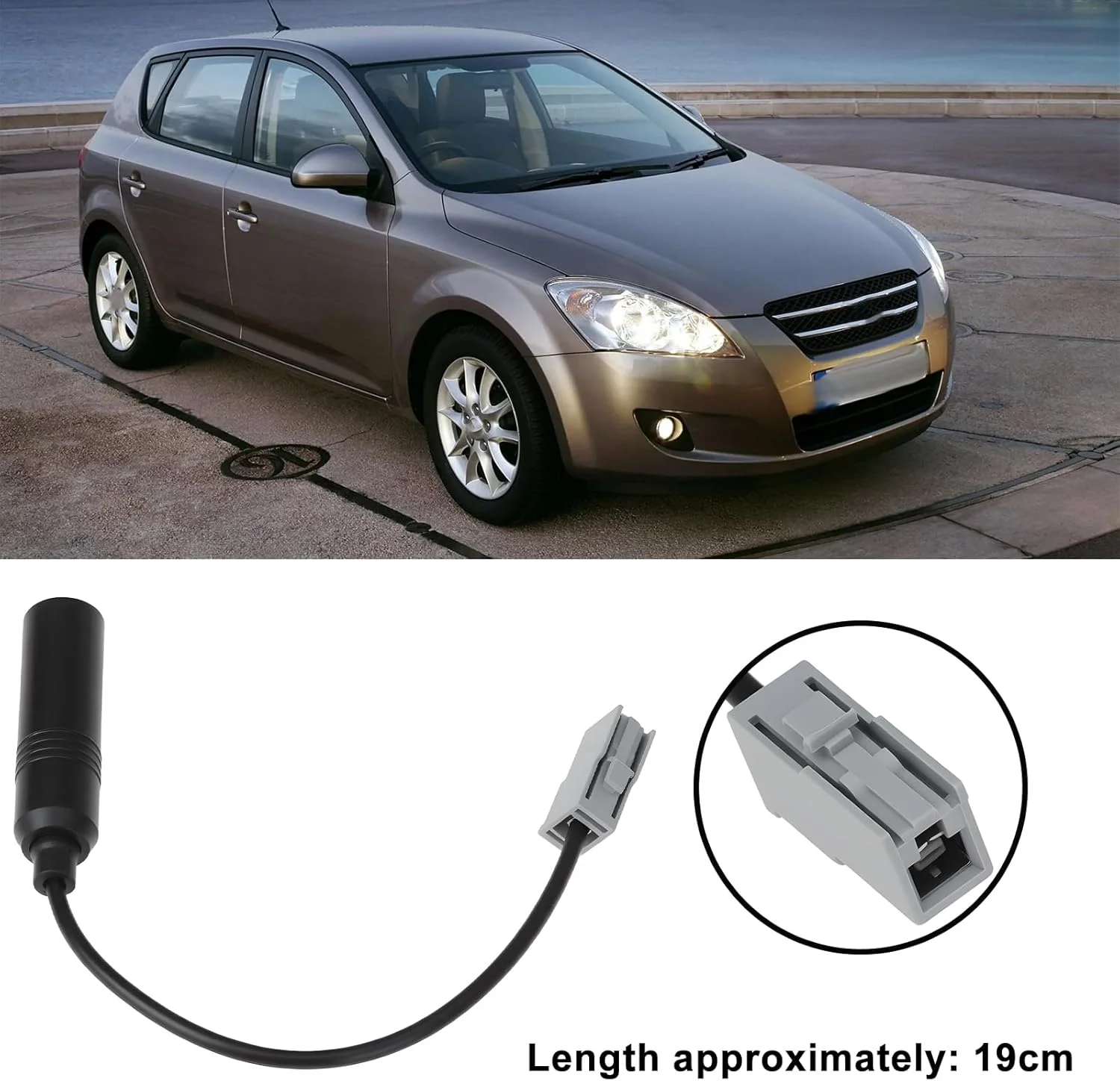 کانکتور کابل آنتن رادیو خودرو ECSiNG، 19 سانتی متر، سازگار با هیوندای 2009-2011 و کیا 2007 به بعد